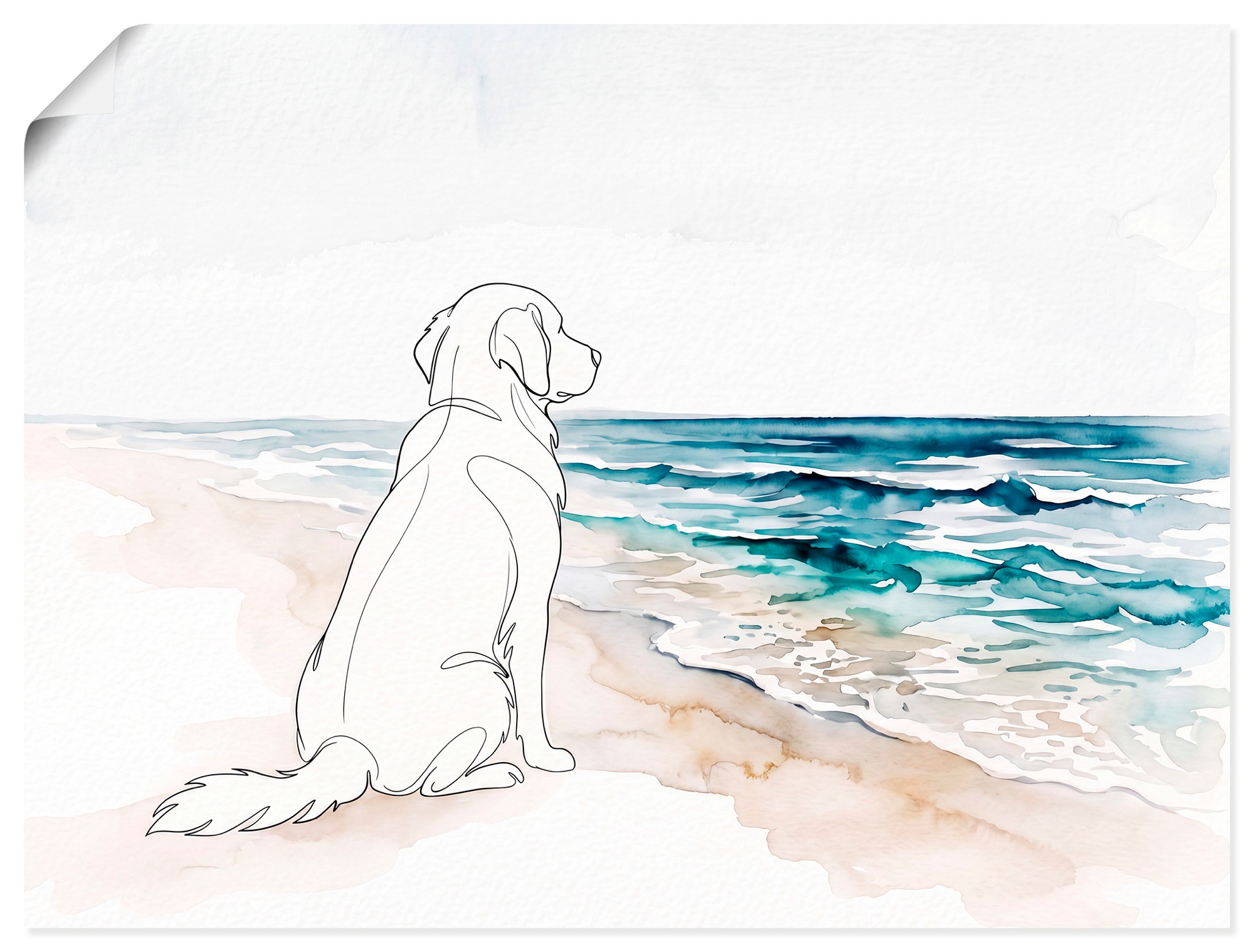 Image of GOODproduct Wandbild "Hund am Meer" Hundebilder 1 Stk. tlg. als Poster oder Leinwandbild in versch. Grössen