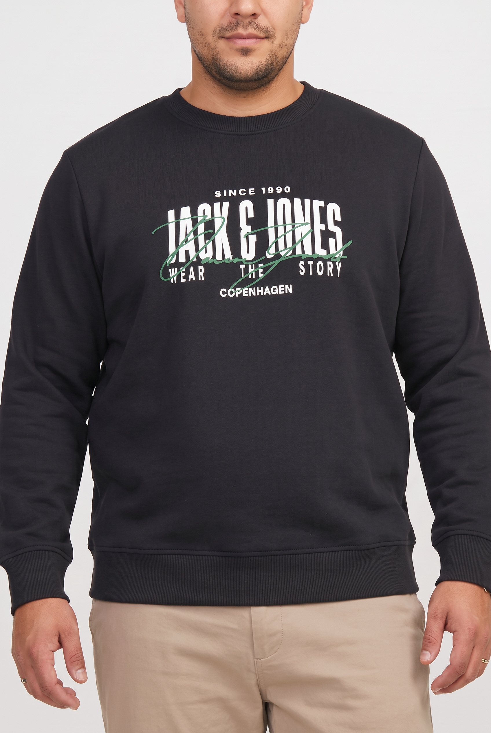Jack & Jones PlusSize Sweat-shirt »JJAERO SWEAT CREW NECK PLS«, mélange coton, coupe régulière
