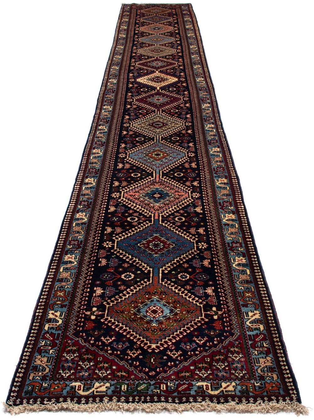 Image of morgenland Hochflor-Läufer »Yalameh Felder Blu 196 x 80 cm«, rechteckig, 1 mm Höhe, Handgeknüpft bei Ackermann Versand Schweiz