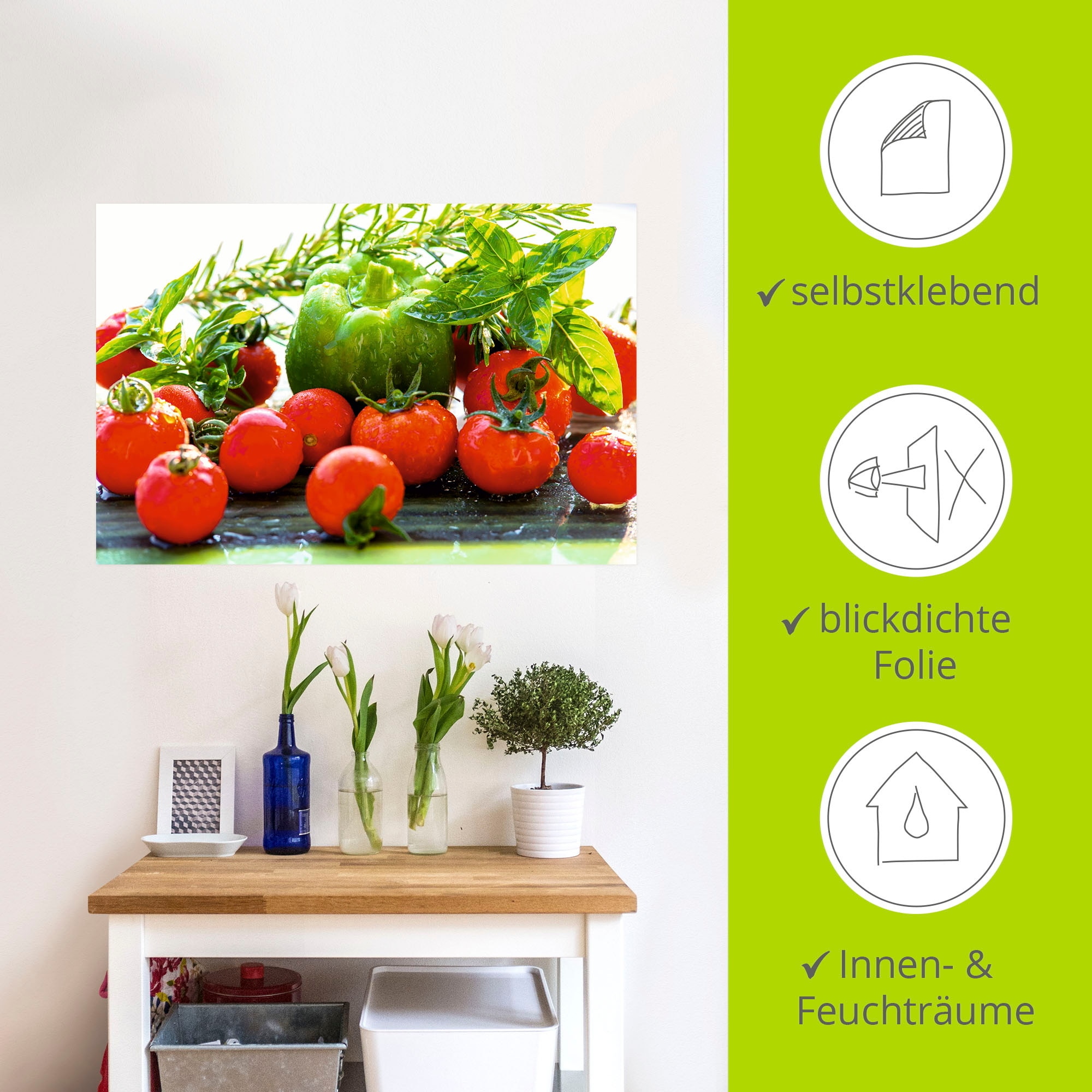 Artland Wandfolie »Garten frische Tomaten«, Lebensmittel, (1 St.), selbstklebend