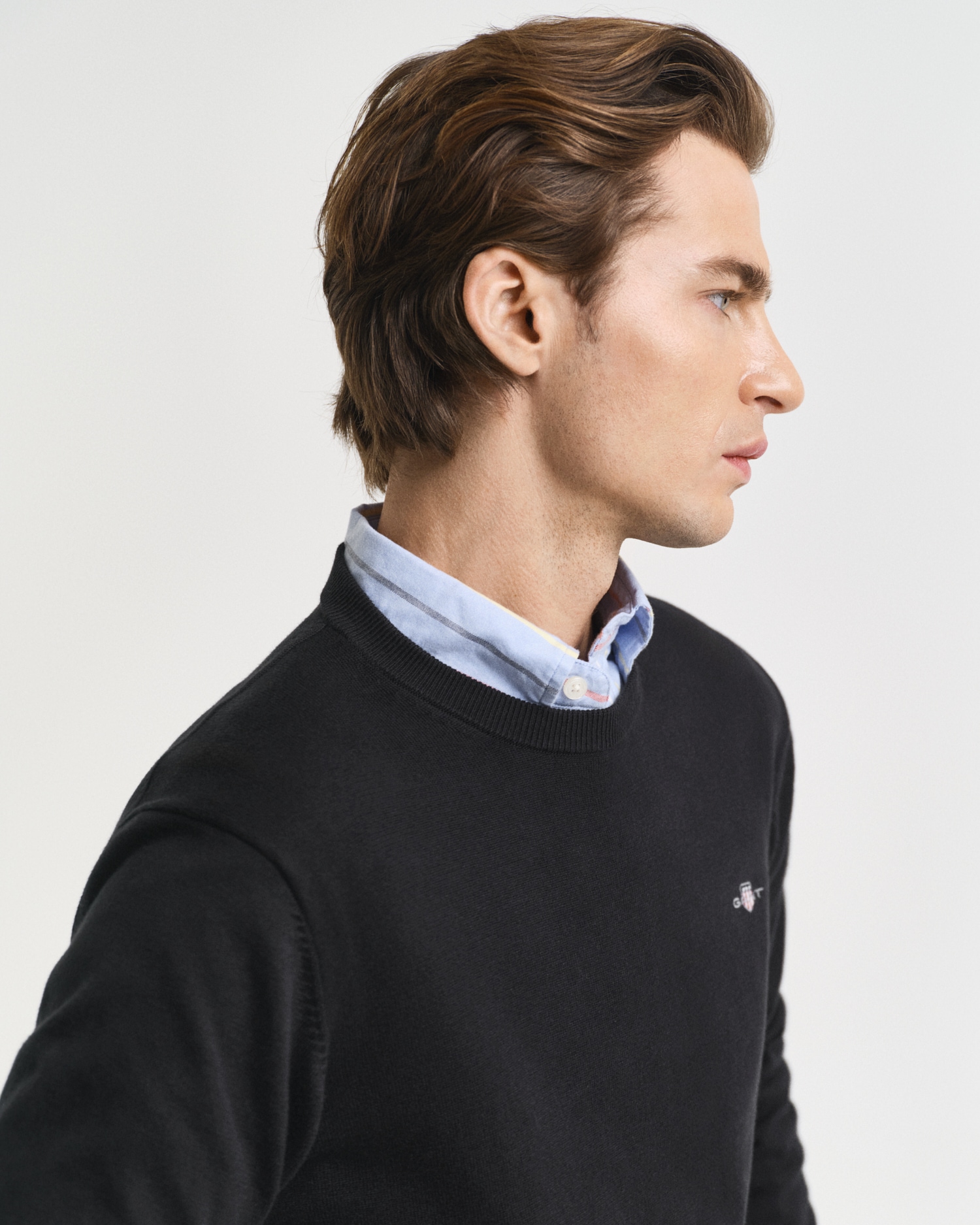 Gant Rundhalspullover »CLASSIC COTTON C-NECK«, Premium Strickpullver aus weicher 100% Baumwolle, Übergangspullover