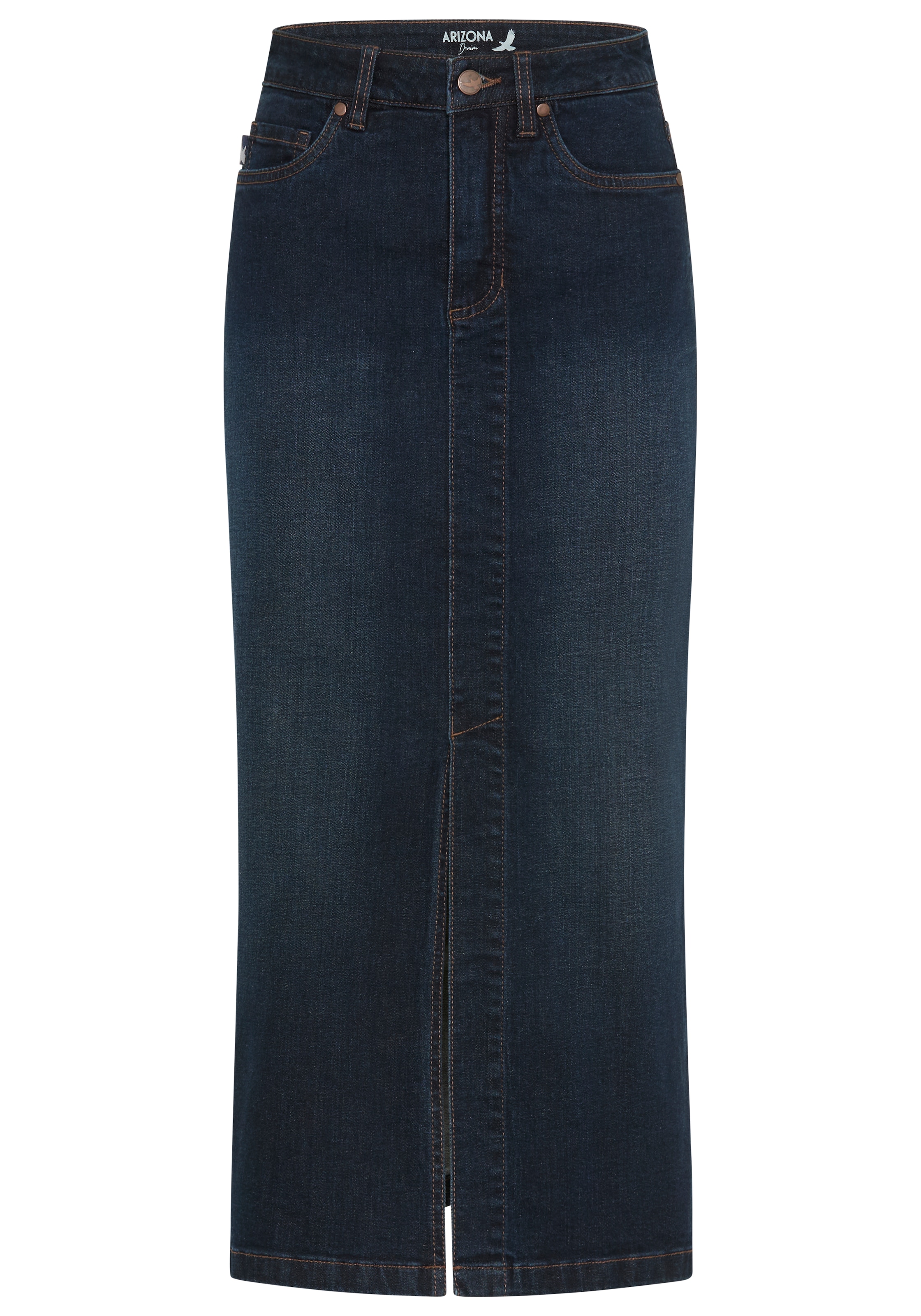 Arizona Jupe en jean »lang« longueur mollet, avec fente, coupe ajustée, en denim extensible