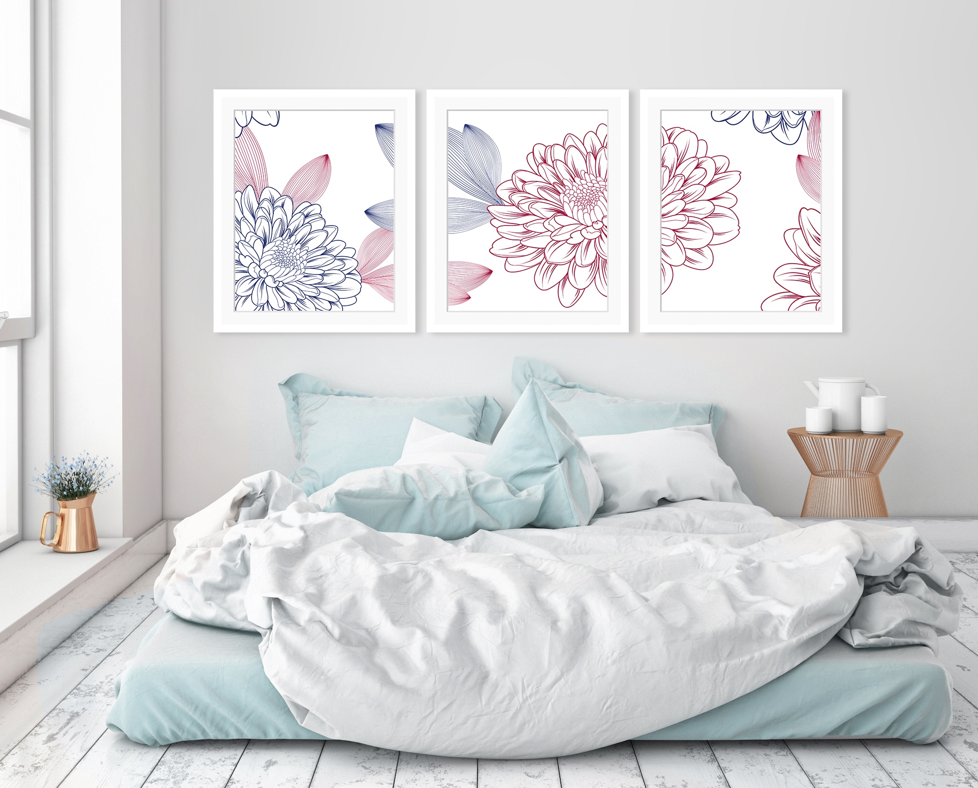 queence Bild »Lia«, Blumen, (Set), Blumen, gerahmt