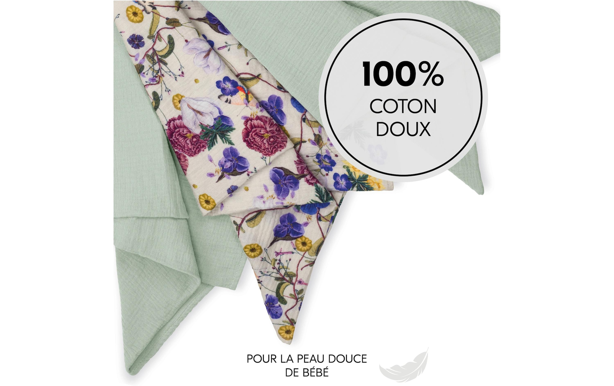 Hauck Doudou »Cuddle N Clean 3Set Sage-Beige-Floral« 3 tlg.