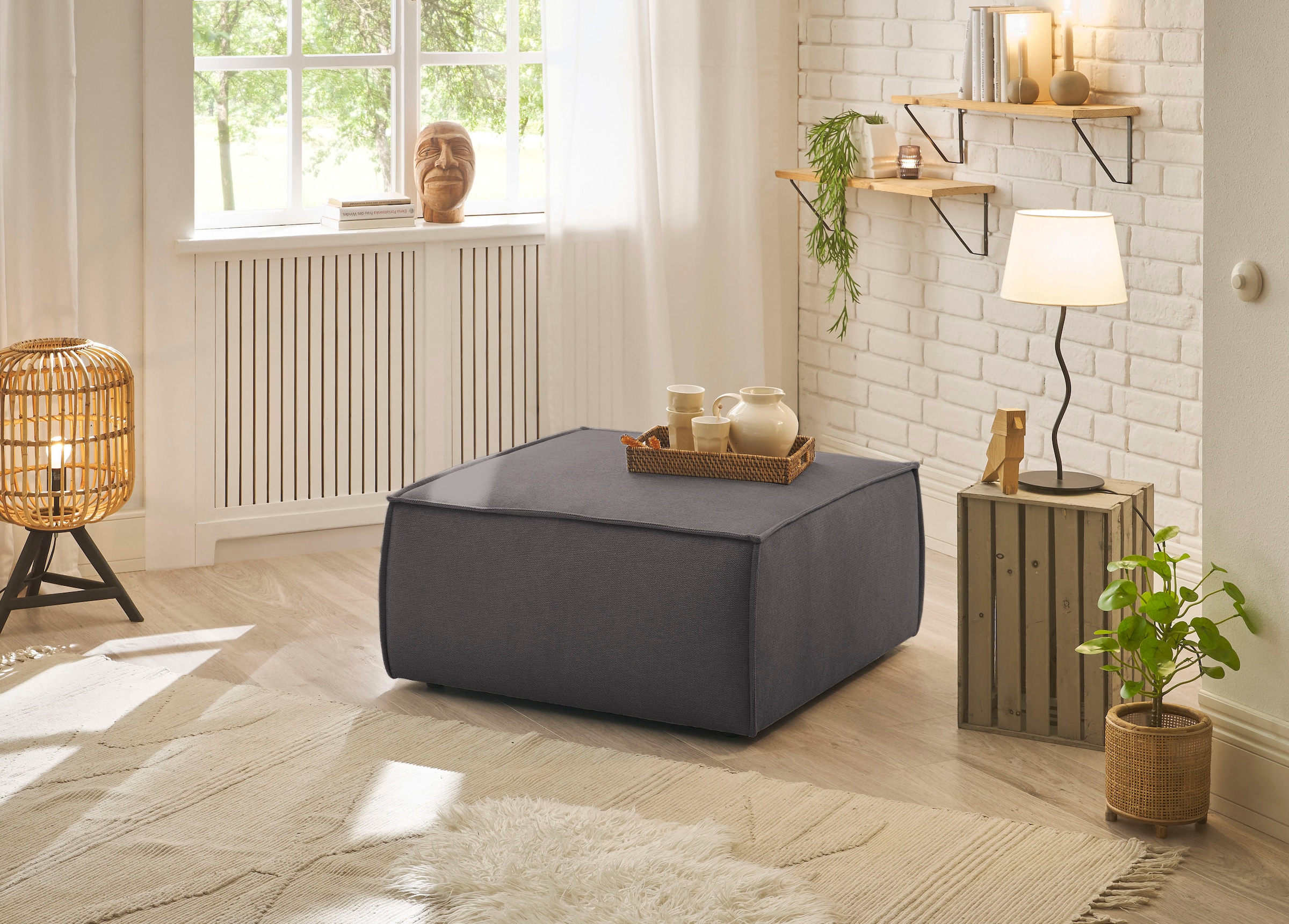 GOODproduct Tabouret »FINNLEY Struktur fein, Polsterhocker kombinierbar m. der Serie FINNLEY« adapté au loveseat de la série Finnley