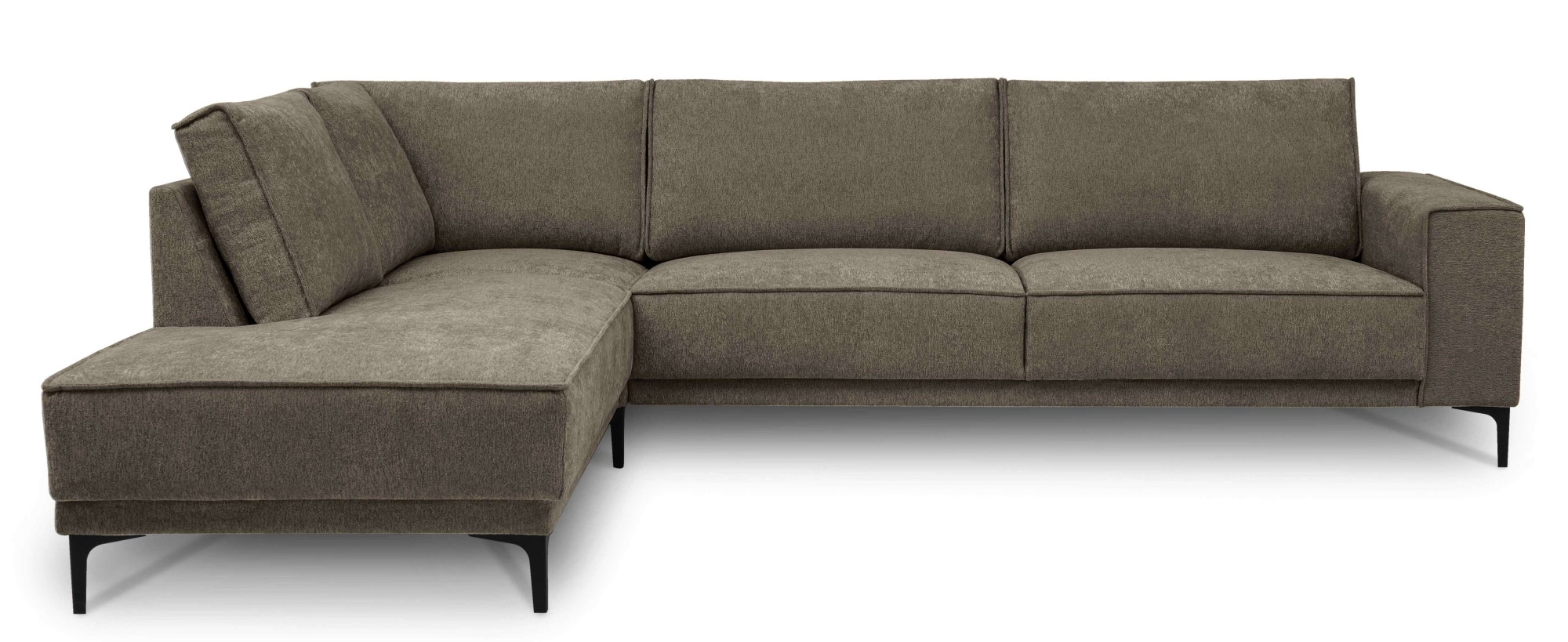 Places of Style Ecksofa »Polsterecke Oland, Struktur, Flachgewebe, Luxus-Microfaser, Boucle«, L-Form, 289 cm, Wellenunterfederung, Skandi-Design, Metallfüsse