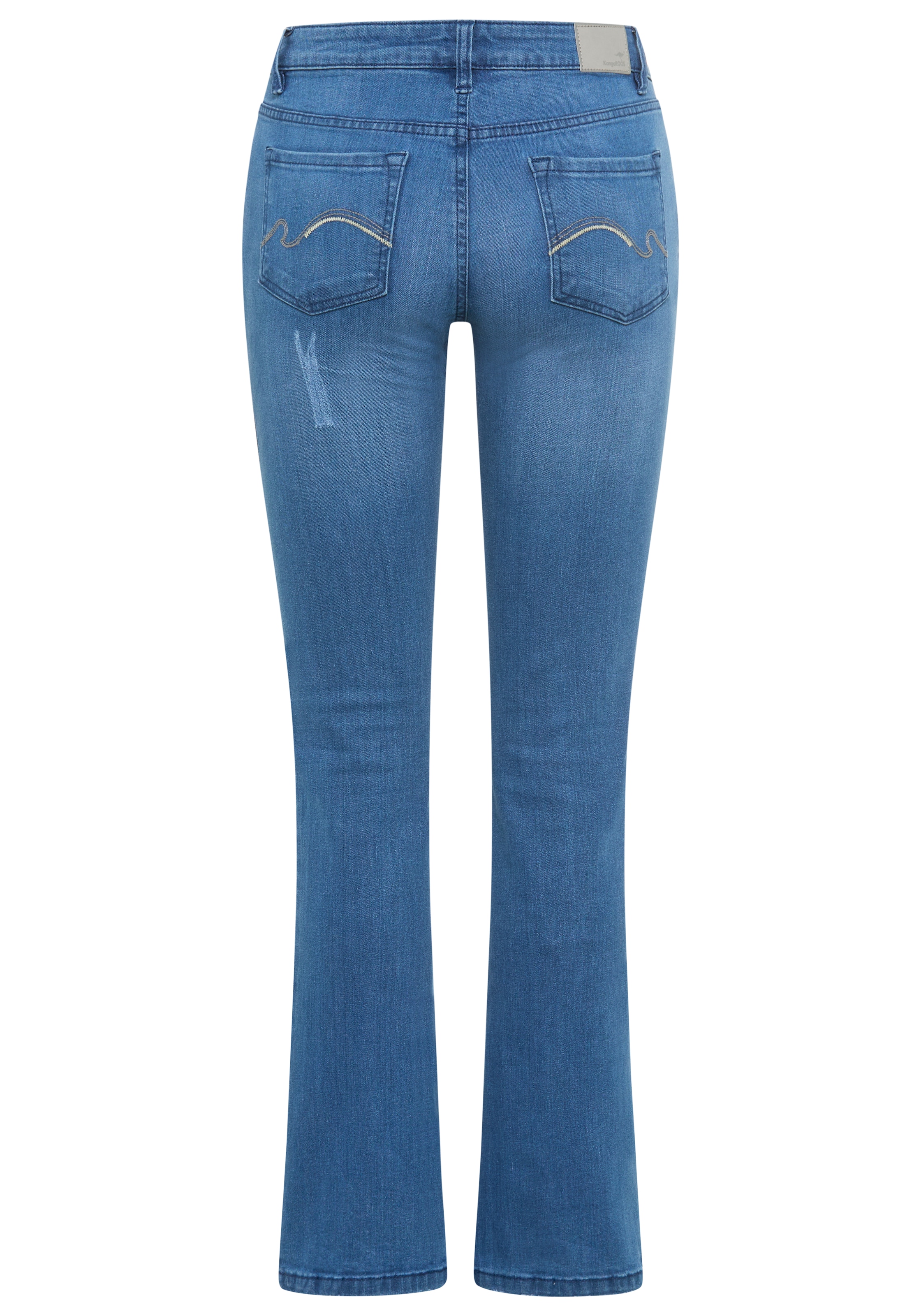 KangaROOS Bootcut-Jeans ausgestellte Beinform,  Used-Waschung,  normale Leibhöhe