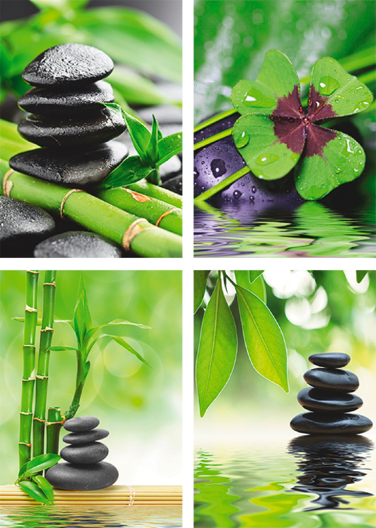 Image of Artland Poster »Glücksklee Zen Steinpyramide Wasser«, Zen, (4 St.), Poster, Wandbild, Bild, Wandposter bei Ackermann Versand Schweiz