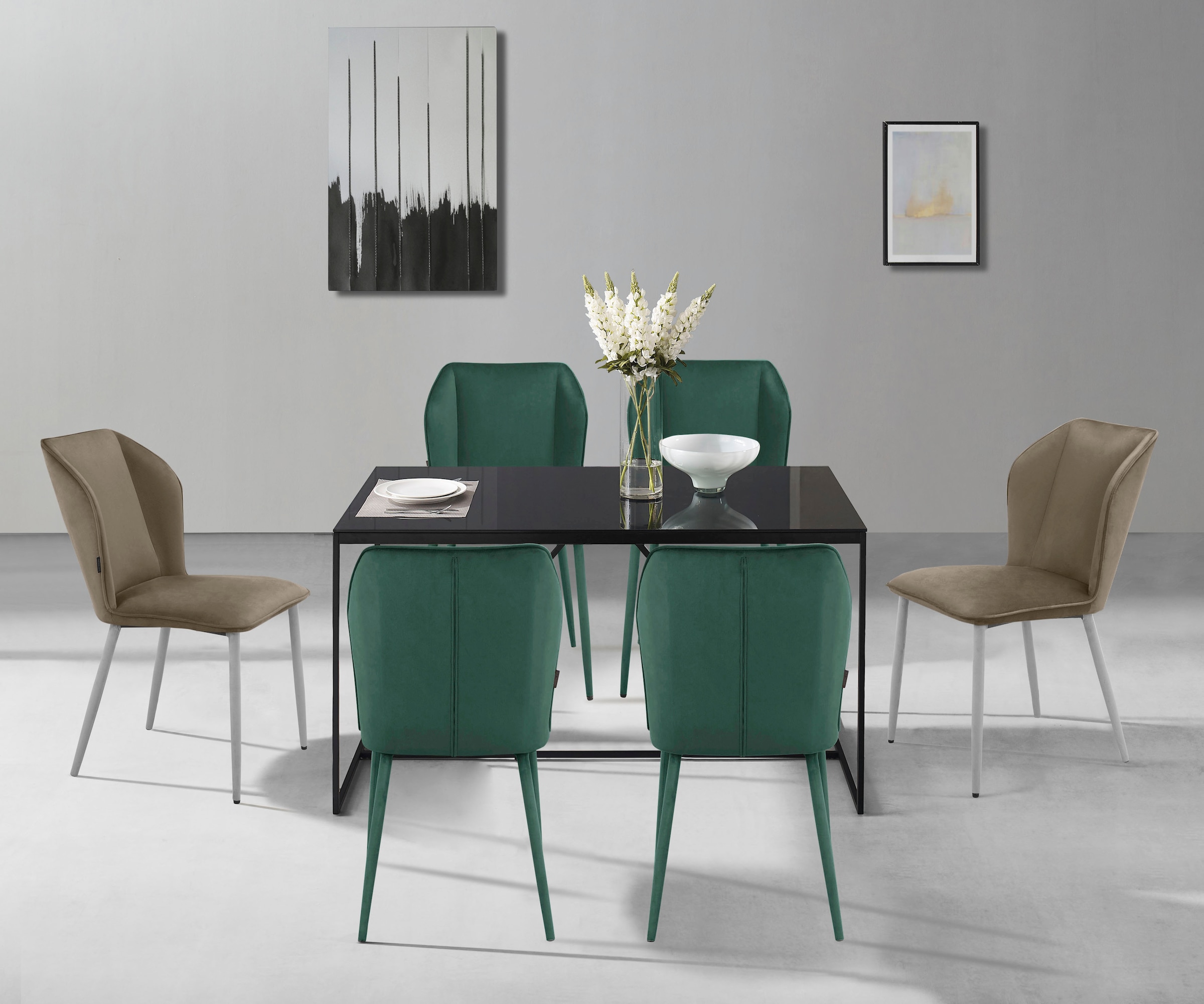 INOSIGN Esszimmerstuhl »Koa«, 2 St., Veloursstoff, in Velourstoff, mit Sitz und Rücken gepolstert, Sitzhöhe 49 cm
