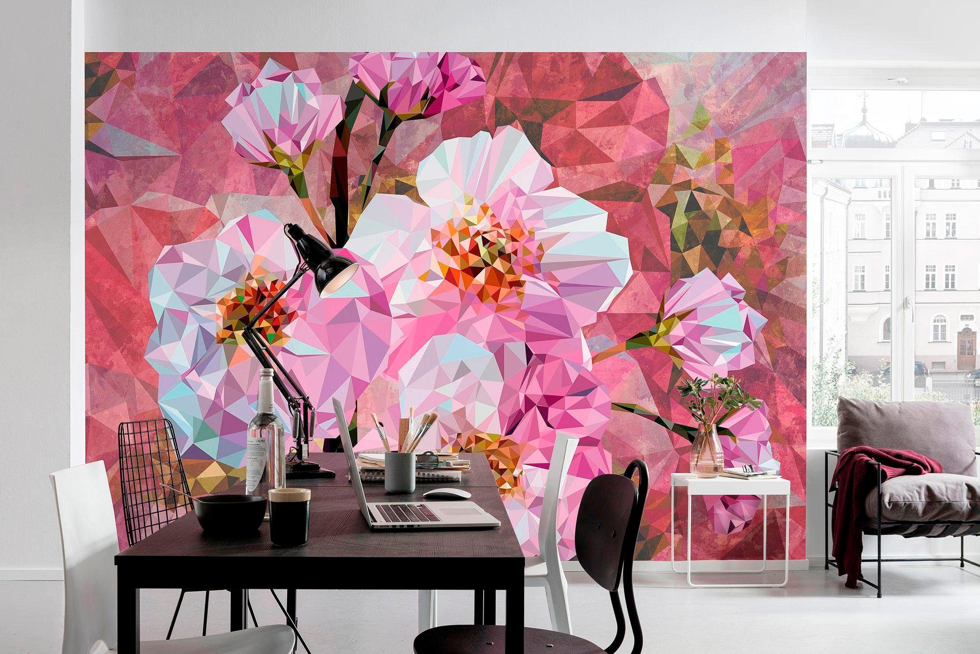 Komar Vliestapete »Vlies - Blooming Gems - Grösse 368 x 248 cm«, bedruckt, Wohnzimmer, Schlafzimmer