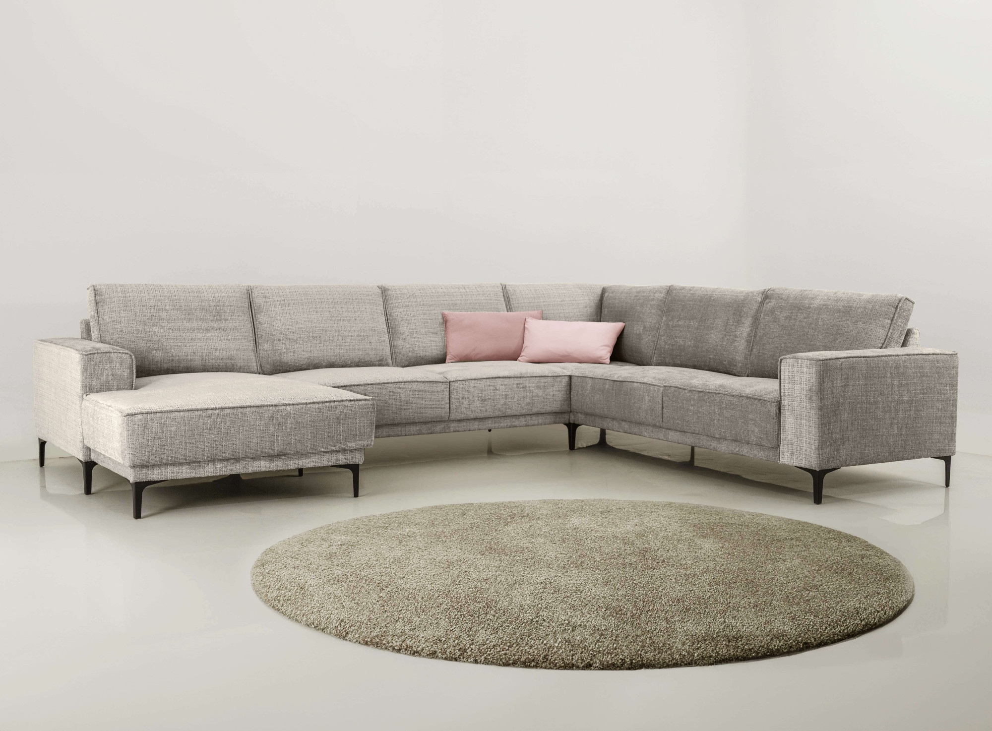 GOODproduct Wohnlandschaft »OLAND Chenille U-Form, XXL, B: 342 cm, Skandi-Design« Skandi-Design in Struktur, Flachgewebe, Luxus-Microfaser, Boucle