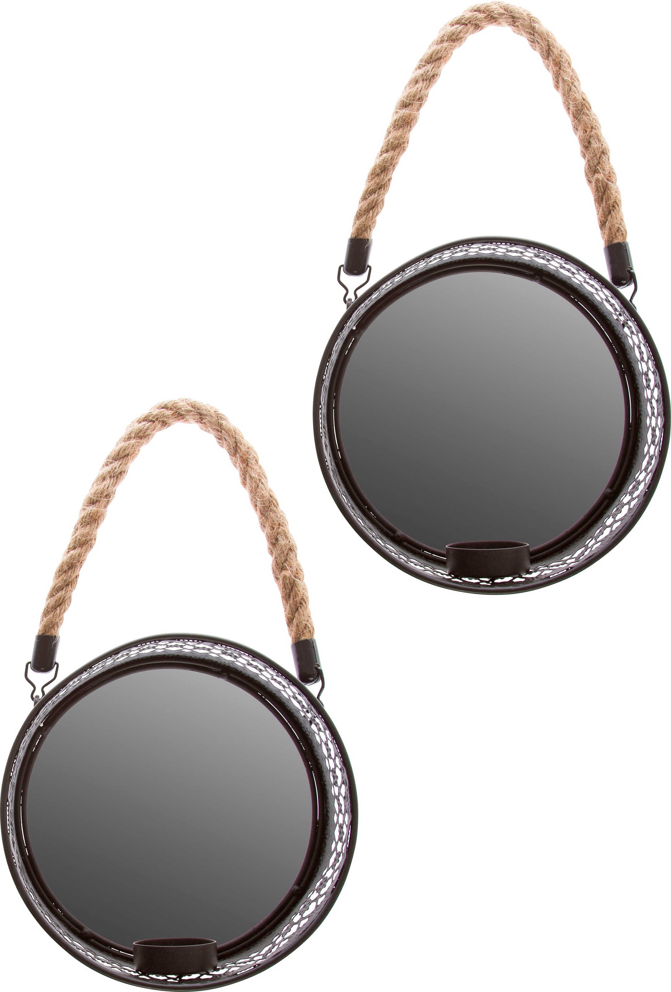 Image of Myflair Möbel & Accessoires Spiegelwandblaker "Anandi, schwarz" Landhaus, Wanddeko, für Teelichter, rund, Ø 18 cm, aus Metall