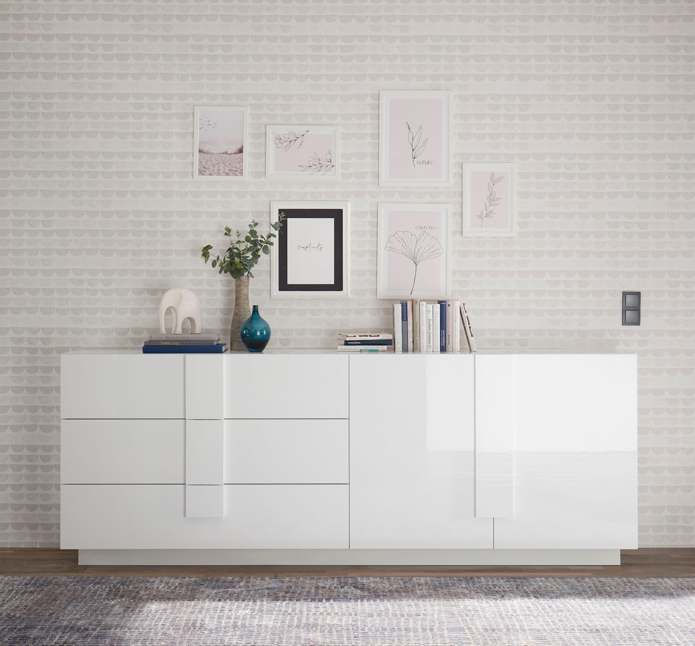 Image of Home affaire Sideboard "Jupiter, Breite 241 cm, Kommode 2 Türen - Soft Closing, 3 Schubkästen," Anrichte, moderne Griffblende, FSC, cleveres Stauraumkonzept