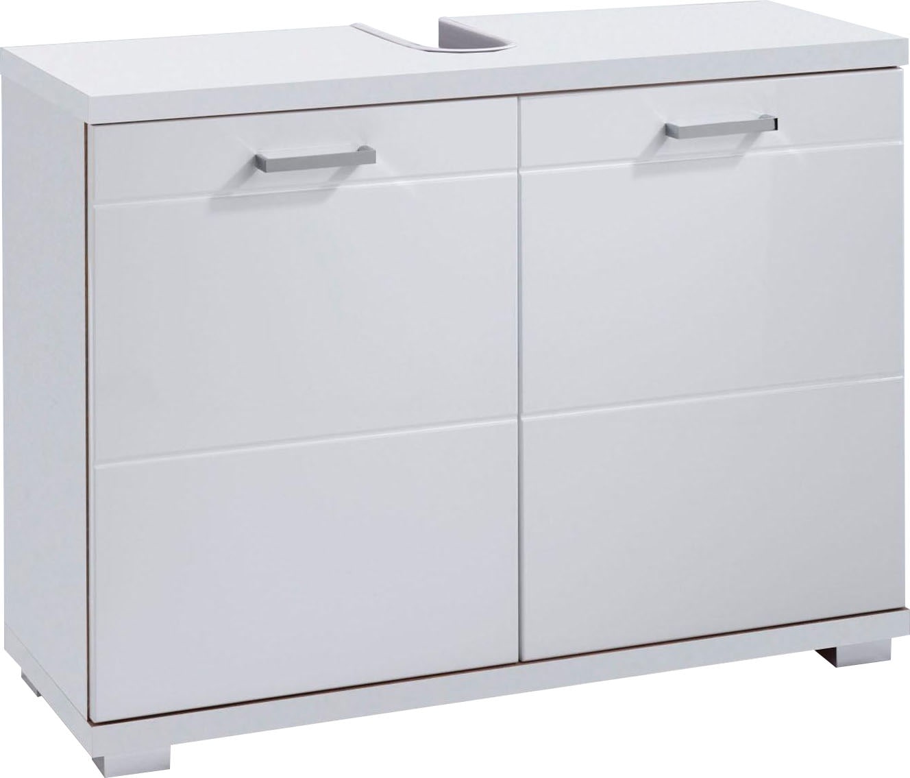 Image of Homexperts Waschbeckenunterschrank »Nusa«, Breite 80 cm, Badezimmerschrank mit Metallgriffen, MDF-Fronten in Hochglanz-Optik und Ausschnitt für Abwasserleitung bei Ackermann Versand Schweiz