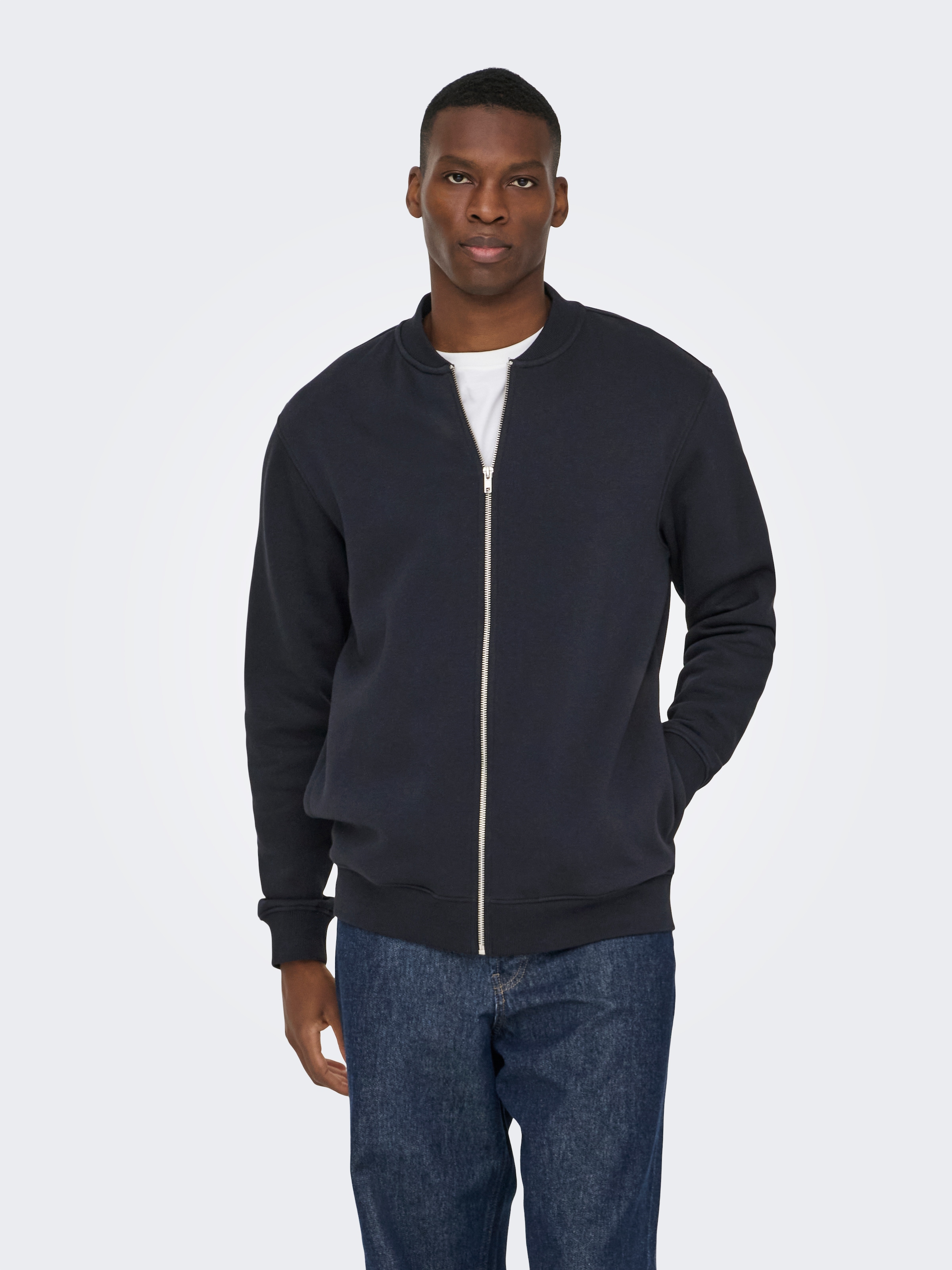 ONLY & SONS Sweatjacke »ONSCERES REG ZIP BOMBER JCK NOOS« Baumwollmischung, regular fit