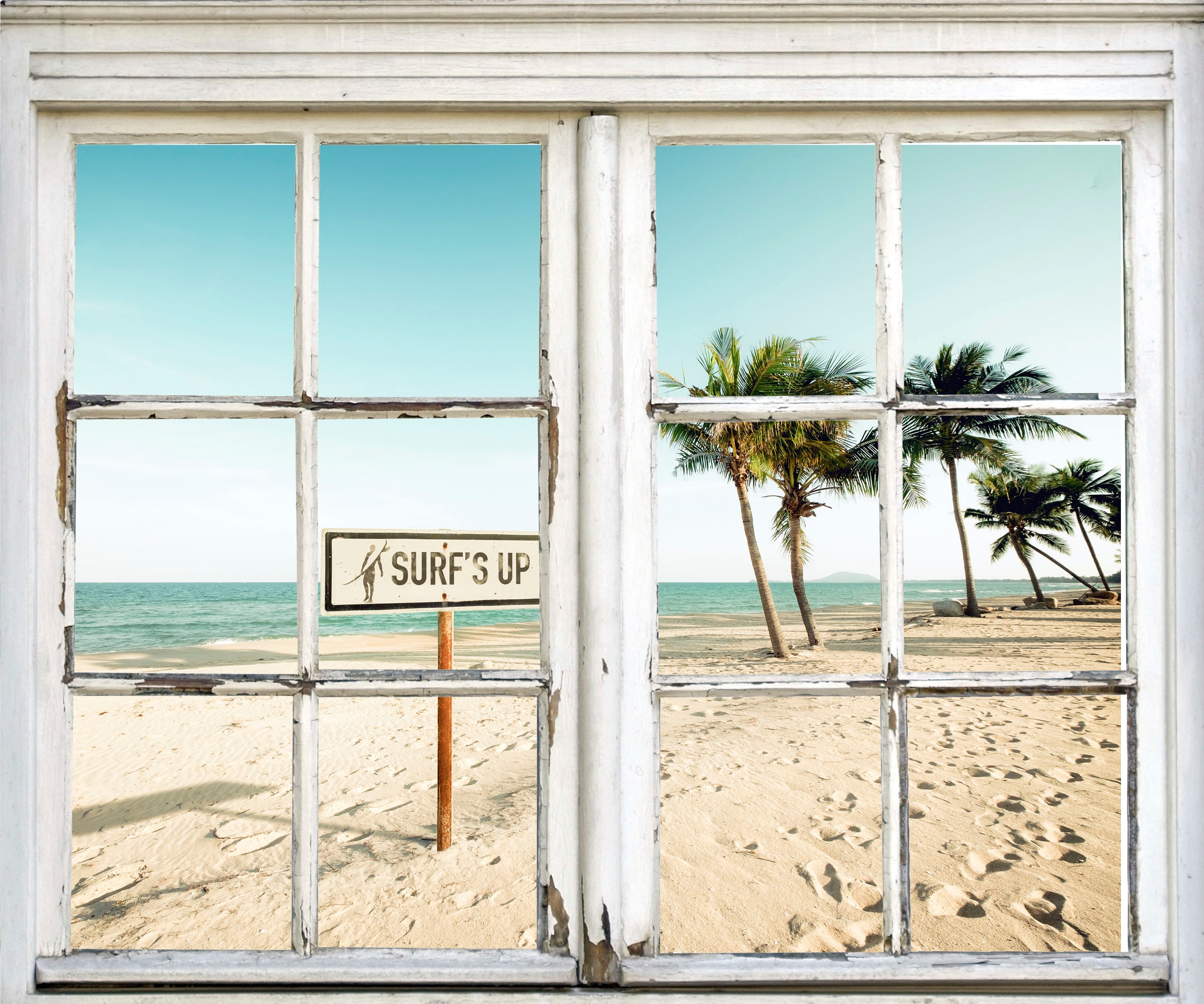 Image of queence Wandsticker "Surfs up Strand" Wandsticker, Wandbild, selbstklebend, Strand