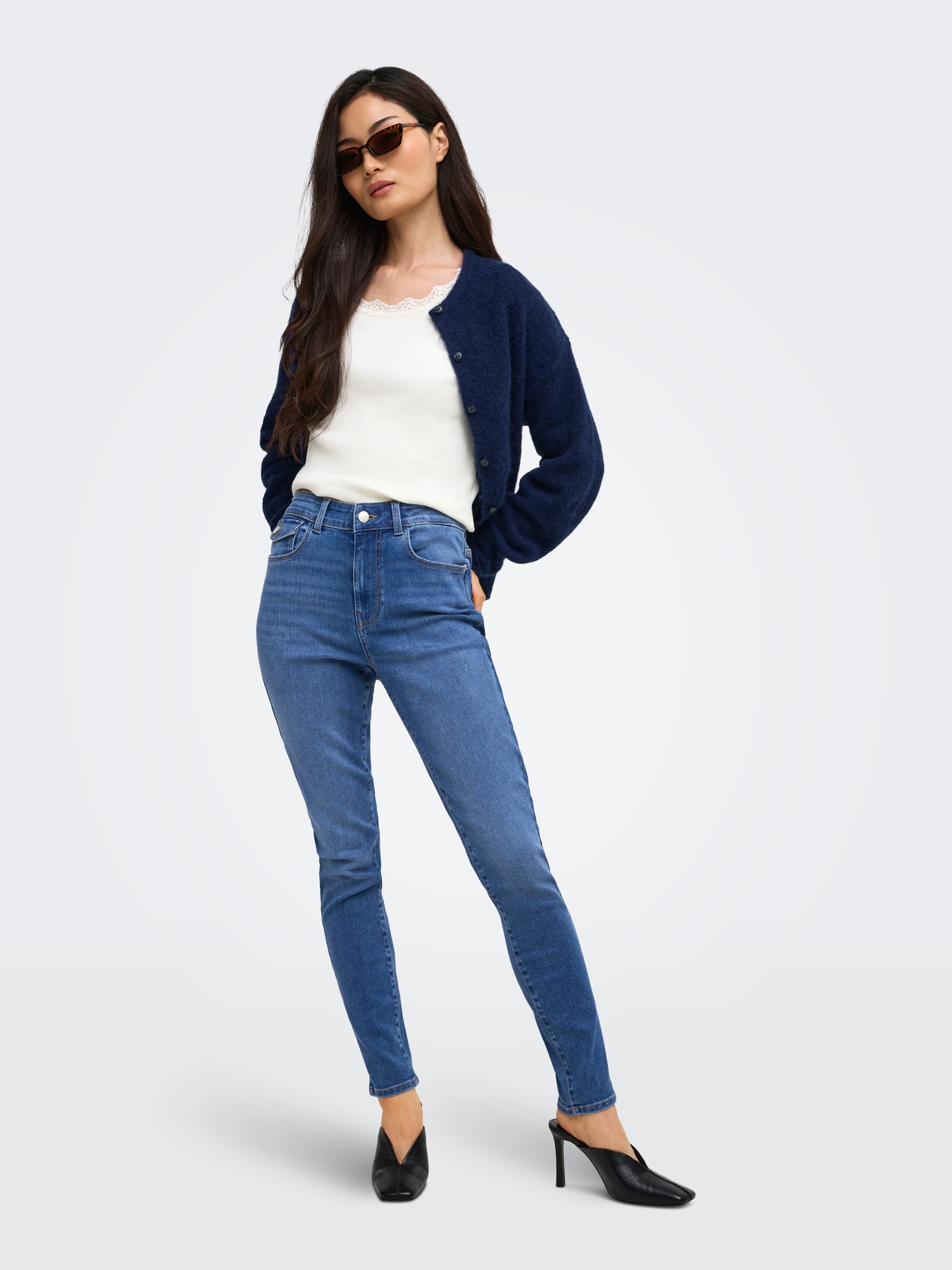 ONLY Jeans skinny »ONLLILO HW SKINNY ANK DNM AZG BF« mélange de coton