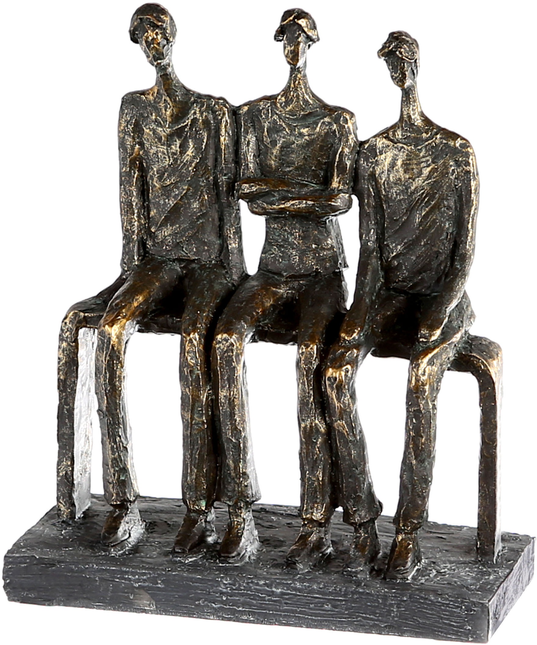 Image of Casablanca by Gilde Dekofigur »Skulptur Trio, bronzefarben/grau«, (1 St.), Dekoobjekt, Höhe 19, Männer auf einer Bank, mit Spruchanhänger, Wohnzimmer bei Ackermann Versand Schweiz