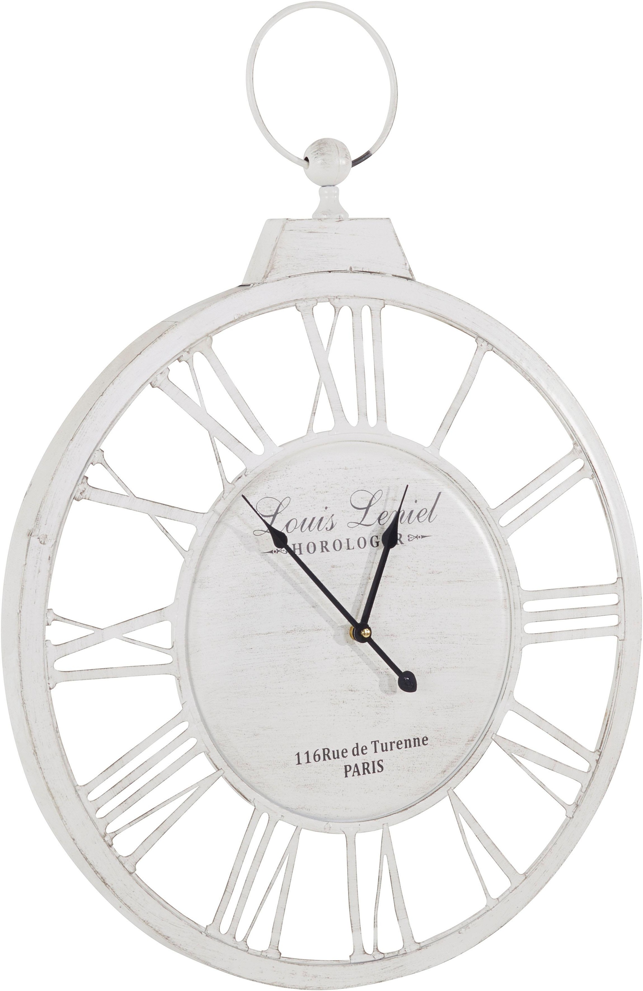 Image of Home affaire Wanduhr »Leonique«, XXL, weiss, rund, Ø 58 cm, aus Metall, römische Ziffern, Shabby Optik, dekorativ in Küche & Wohnzimmer bei Ackermann Versand Schweiz