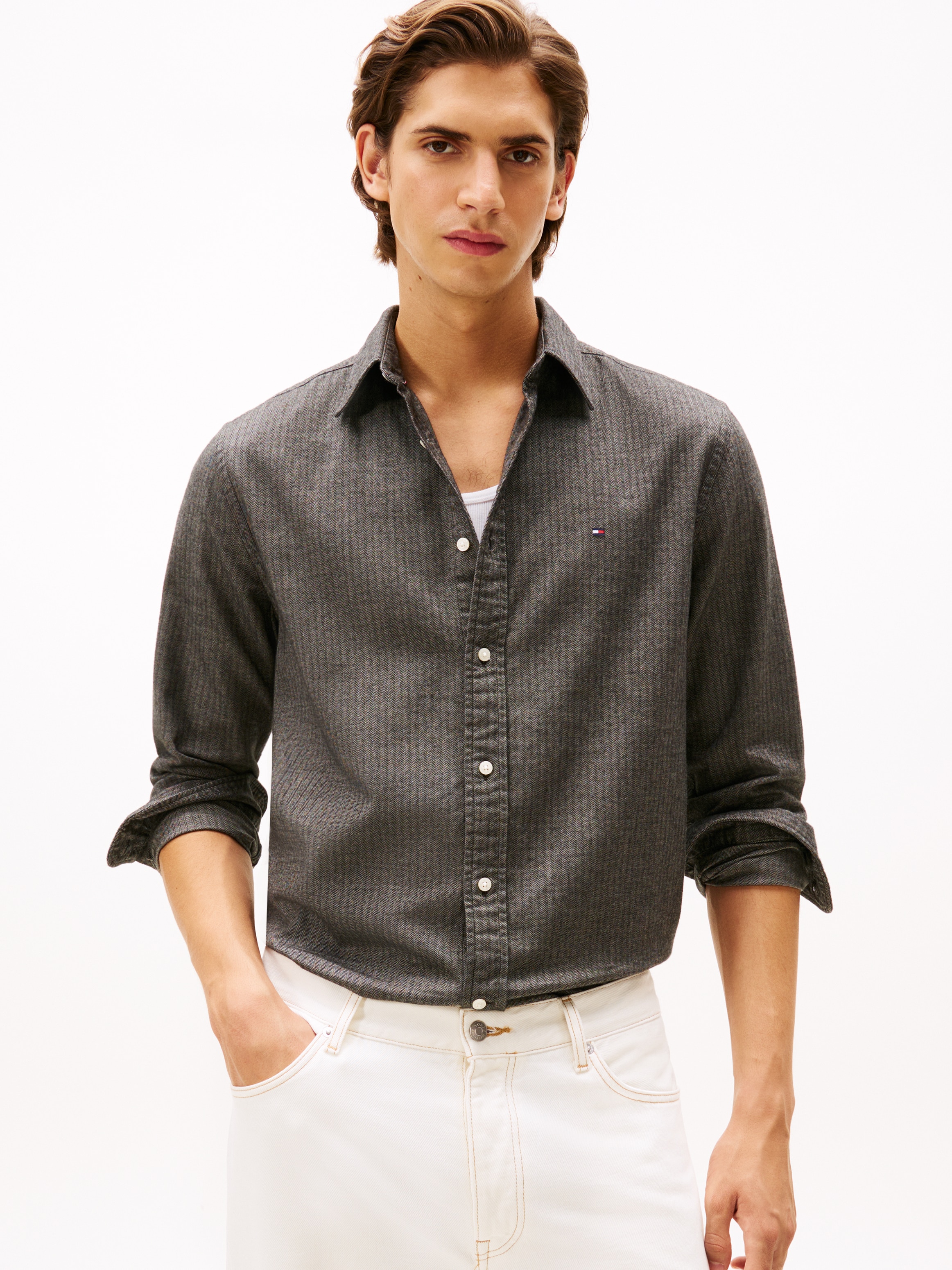 Image of Tommy Hilfiger Langarmhemd "FLANNEL HERRINGBONE SHIRT" Regular fit