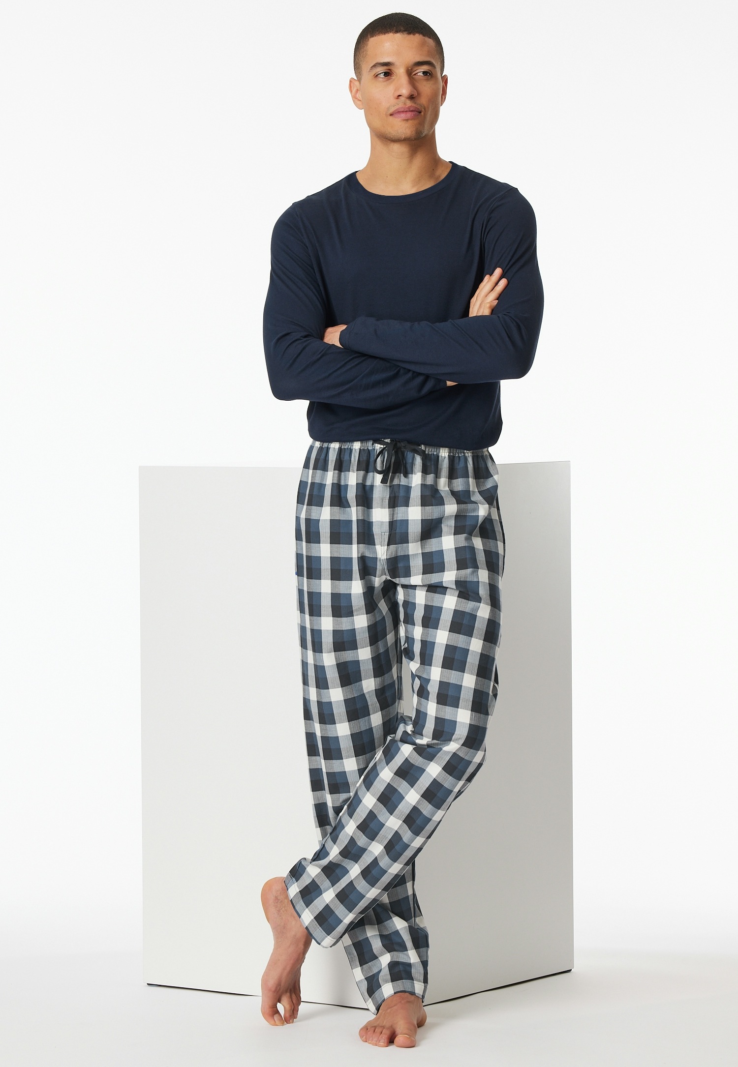 Image of Schiesser Pyjamahose "Mix + Relax" funktionale Knopfleiste, Bindeband, seitliche Taschen