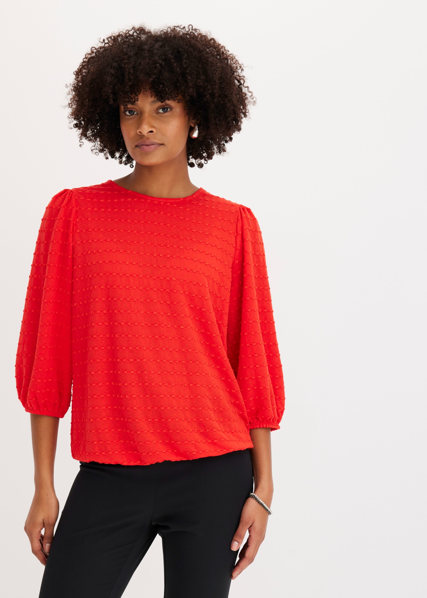 bonprix T-shirt tunique Oversize-Passform, ohne Kragen, aus Polyester, Viskose und Elasthan