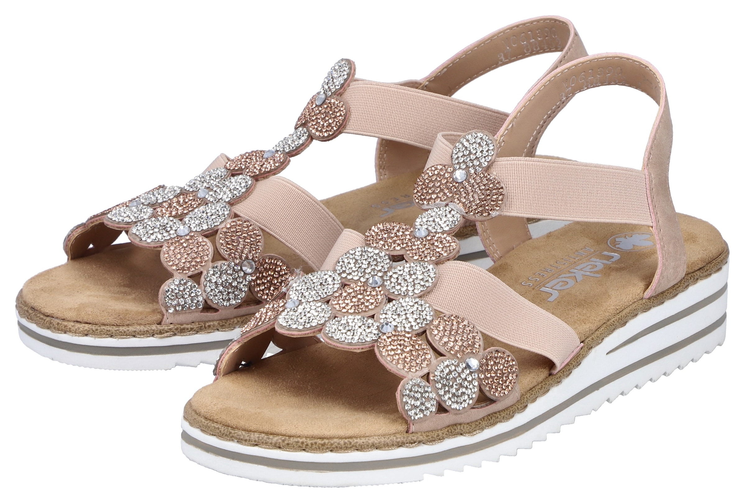 Image of Rieker Sandale Schlupfschuh, Sommerschuh, Urlaubsschuh mit Glitzersteine