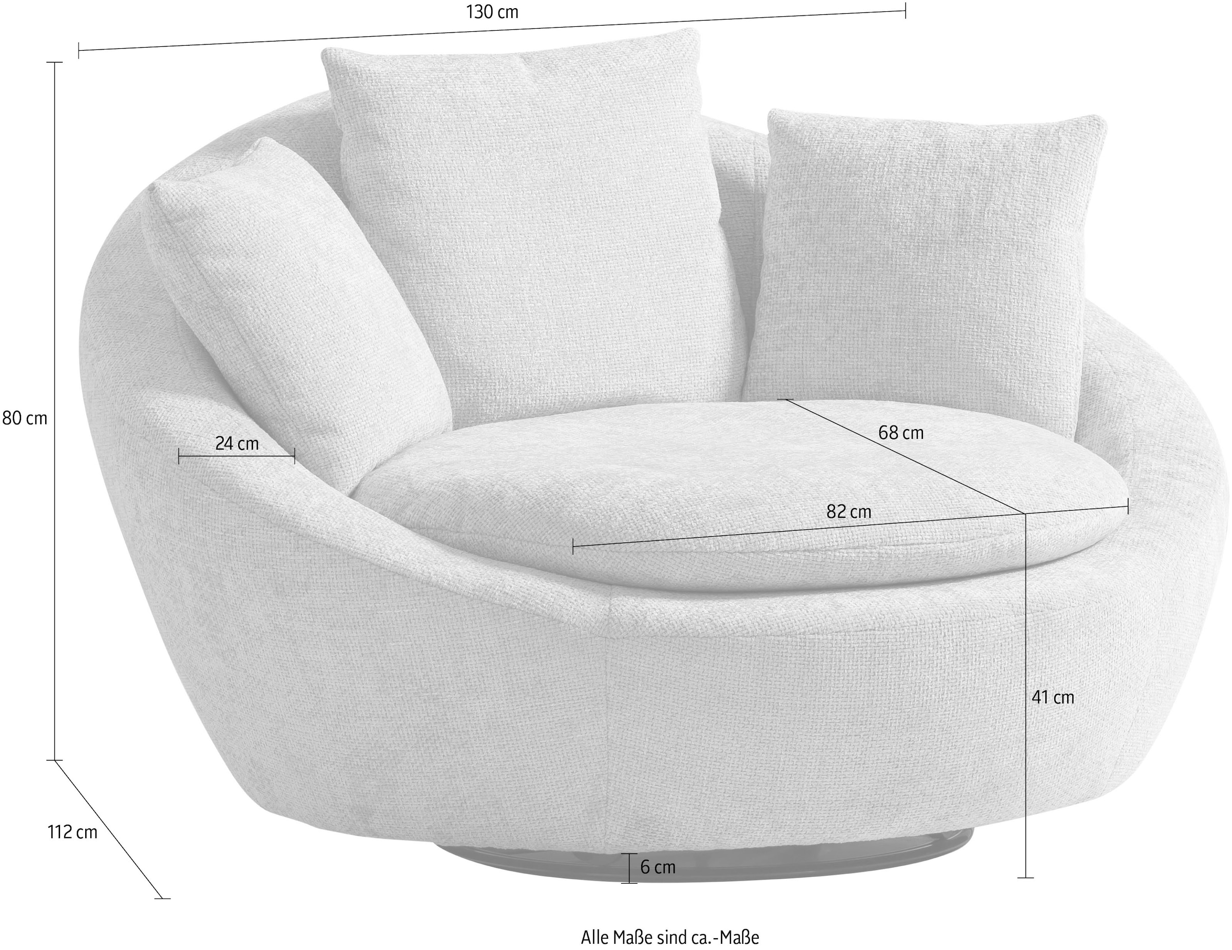 TRENDMANUFAKTUR Fauteuil pivotant »Maui, inklusive 2 Rückenkissen und 1 Zierkissen, moderne Optik« fauteuil pivotant, positionnable librement, fauteuil XXL