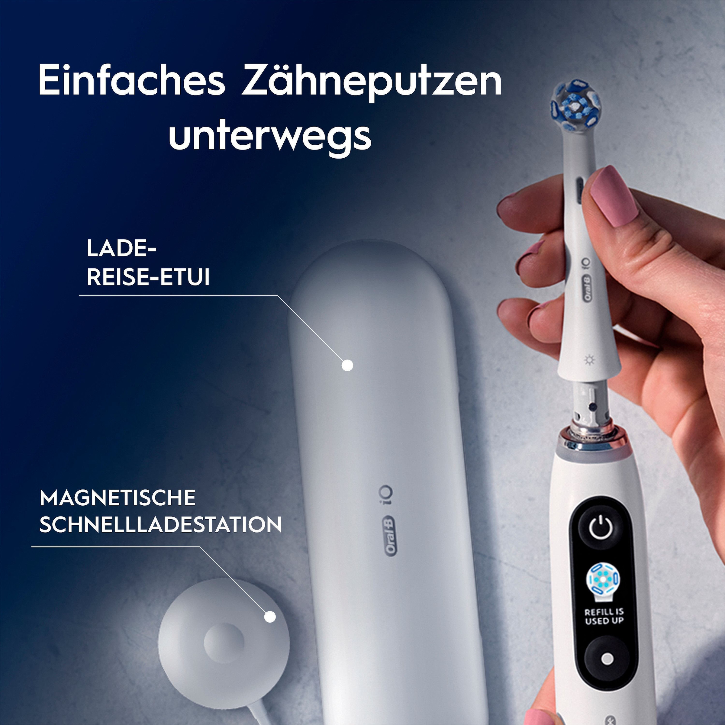 Oral-B Brosse à dents électrique »Oral-B iO Series 9« 2 cuis Aufsteckbürsten 7 modes de brossage pour soins dentaires, analyse 3D, écran couleur & étui de voyage avec charge