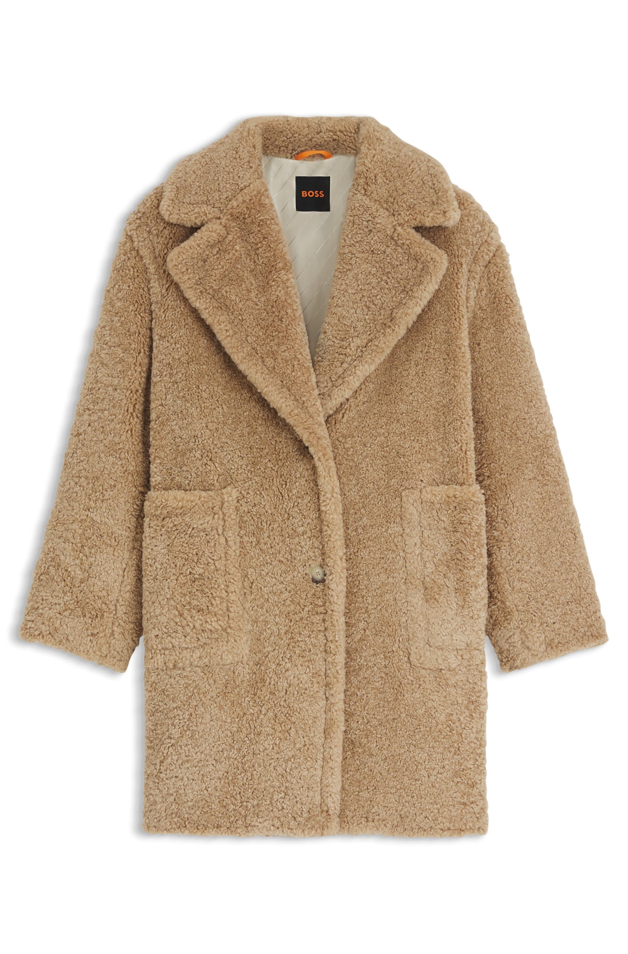 BOSS ORANGE Manteau court »Catedy Premium Damenmode« aus softem Teddy, Relaxed Fit