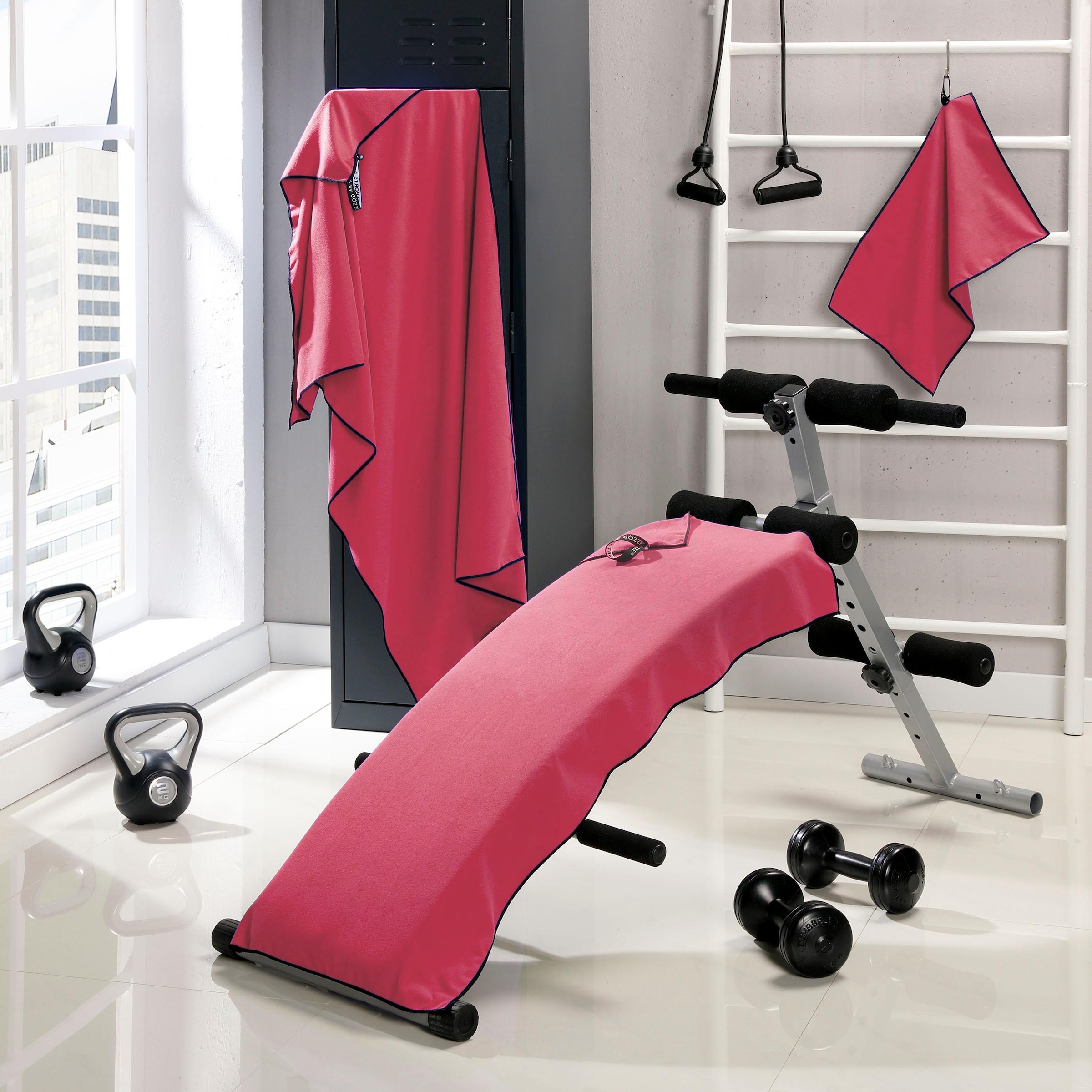 Gözze Sporthandtuch »Sports by Gözze«, (3 St., 3er Set Sporthandtücher 30 x 50 cm), im Set, schnell trocknend, Mikrofaser, für Sport, Reisen & Camping