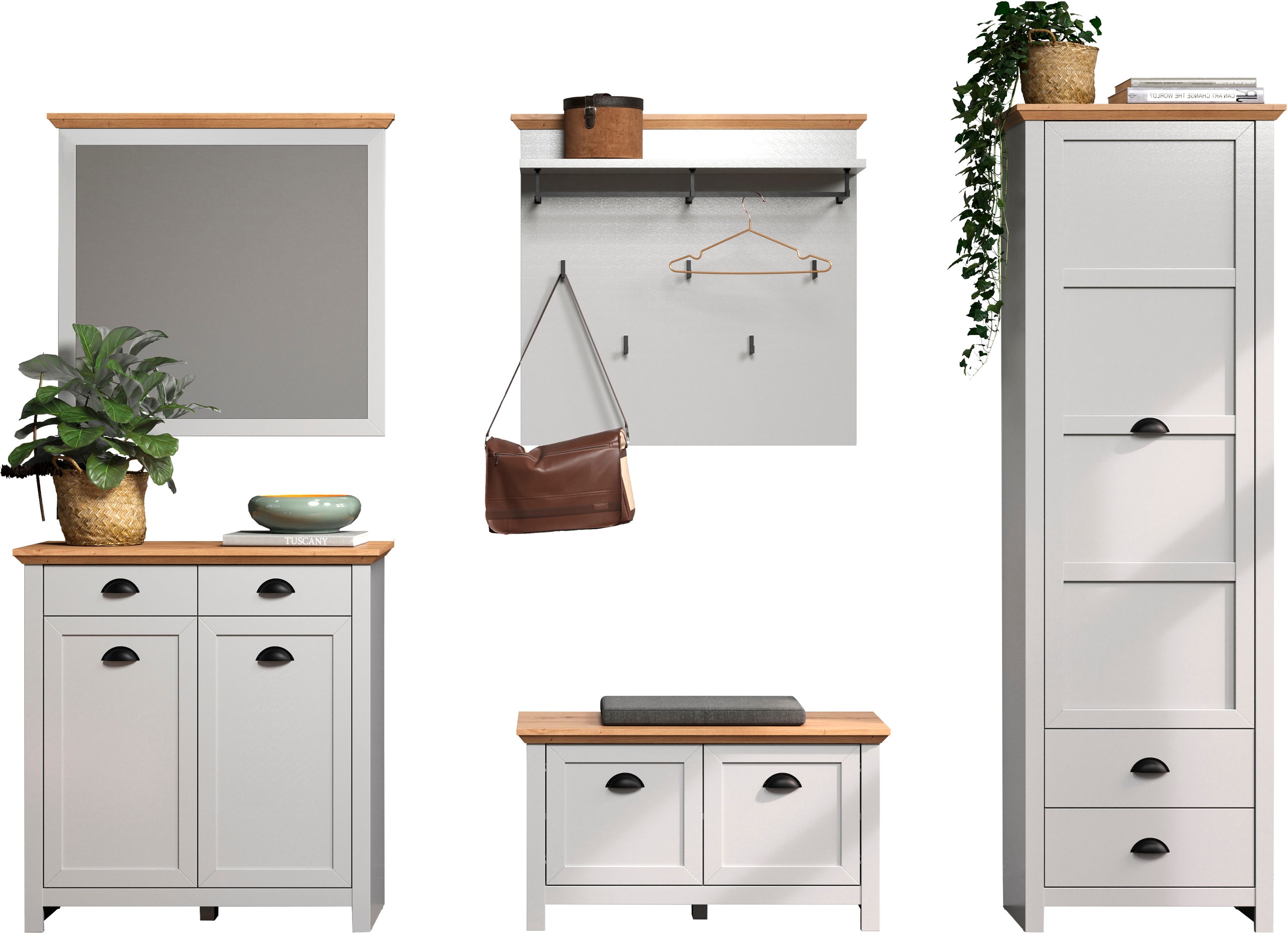 Home affaire Garderoben-Set »Herzwill«, (5 St.), 5-teiliges Sparset bestehend aus Schrank, Masse B/H/T ca.: 267/201/41cm