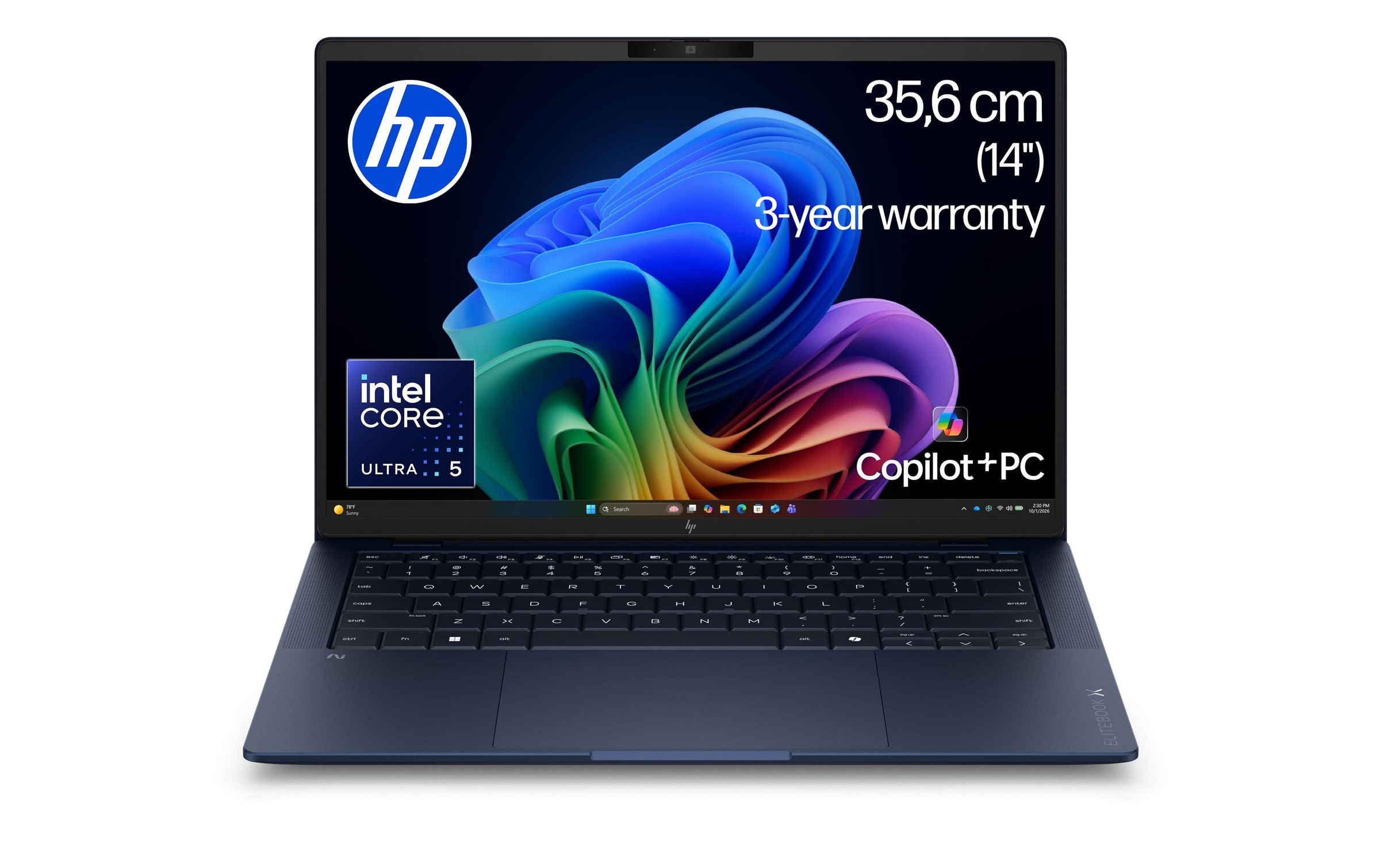 HP Ordinateur portable professionnel »EliteBook X G2i 14 AI PC DE4R5ET« / 14 ″ Intel Core Ultra 7 NPU intégrée (Neural Processing Unit)