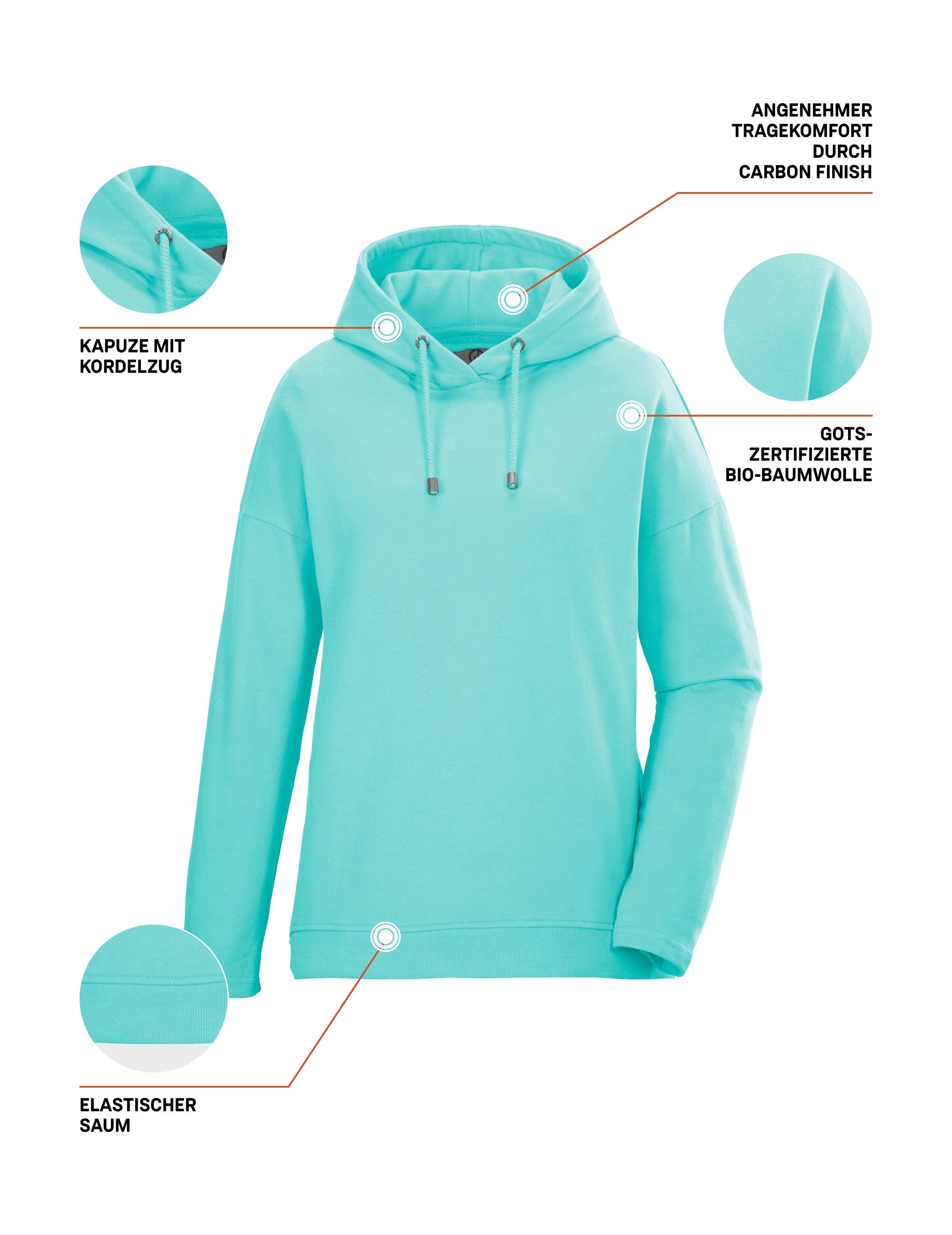 G.I.G.A. DX by killtec Sweatshirt »GS 24 WMN SWT SHRT GOTS«, GOTS Bio-Baumwolle, Carbon-Finish, verstellbare Kapuze
