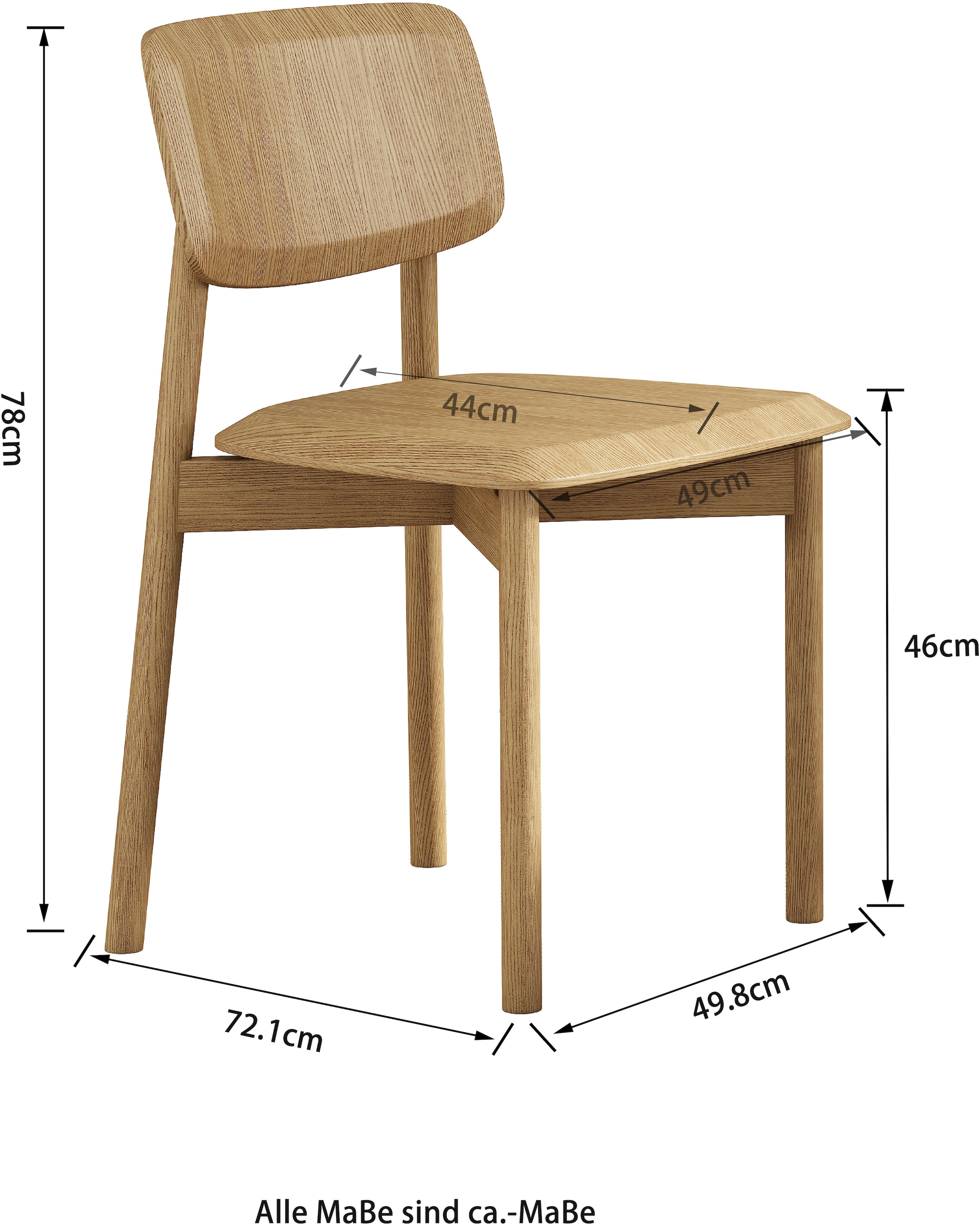 GOODproduct Esszimmerstuhl »Grelia« (Set) 2 Stk.natürliche warme Eichenoptik, in zwei Farben, Sitzhöhe 46 cm