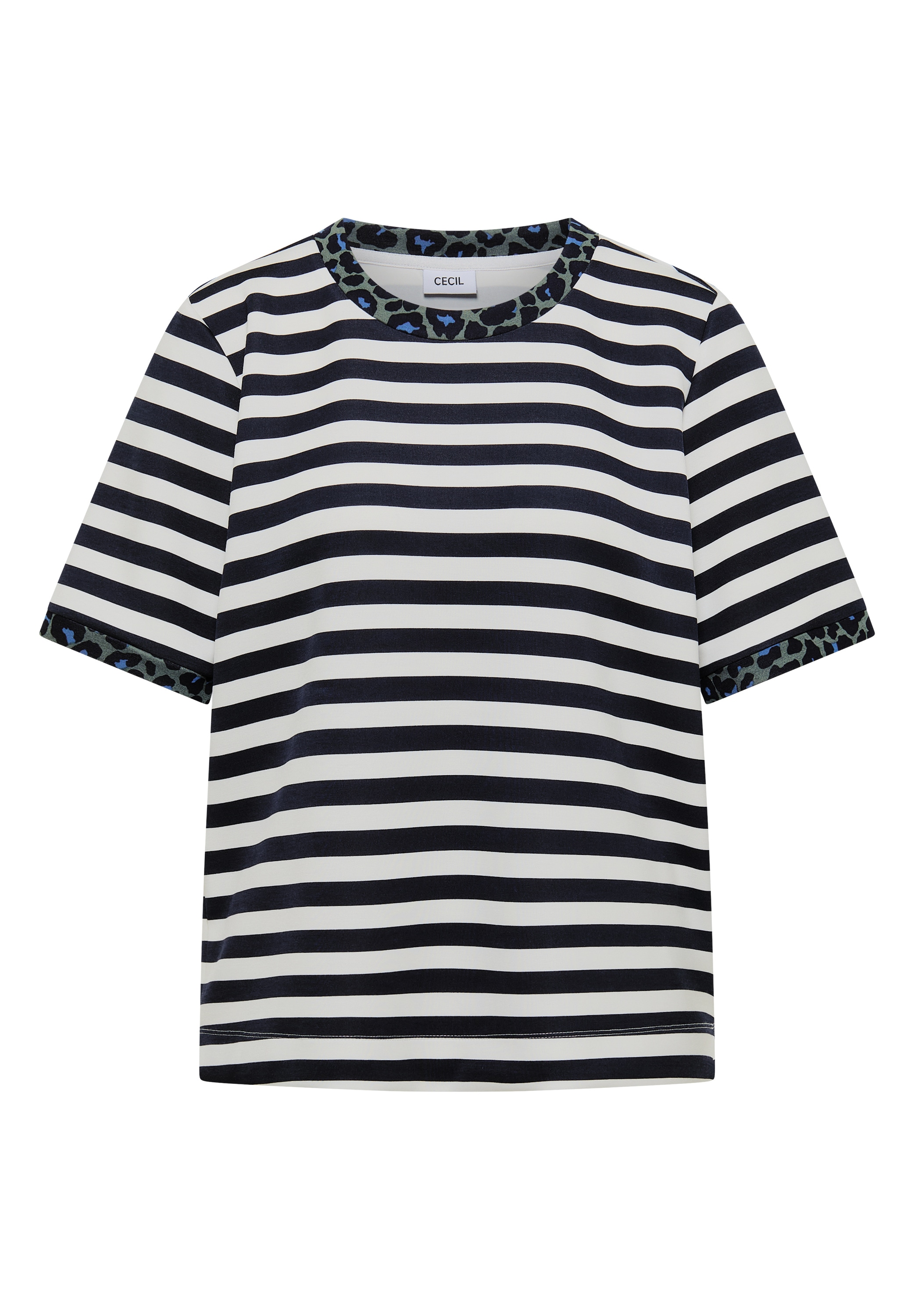 Image of Cecil T-Shirt mit Animal-Print Details, Softer Viskosemix, Rundhals