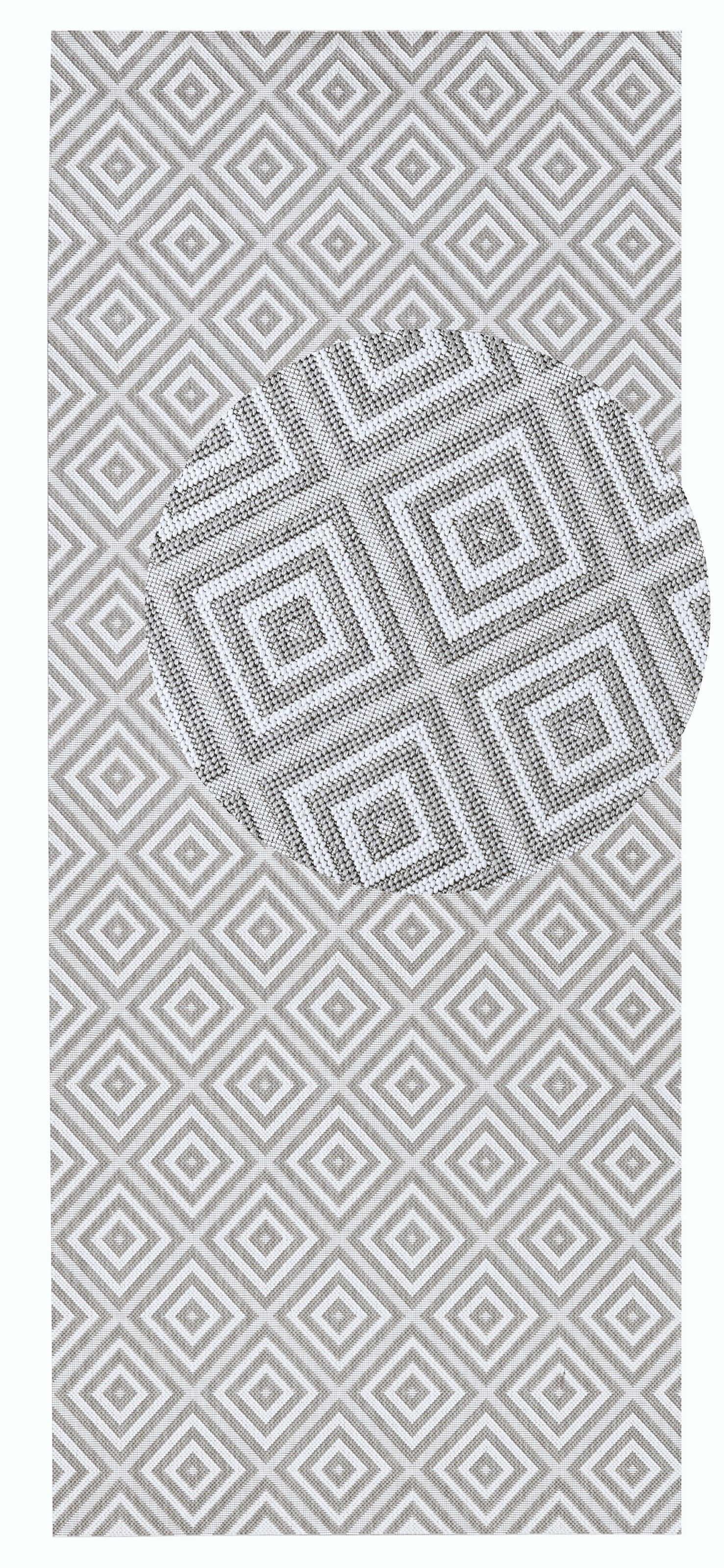 NORTHRUGS Teppich »Karo«, rechteckig, 8 mm Höhe, In- & Outdoor, Läufer, Wetterfest, Raute, Balkon, Garten, Flur