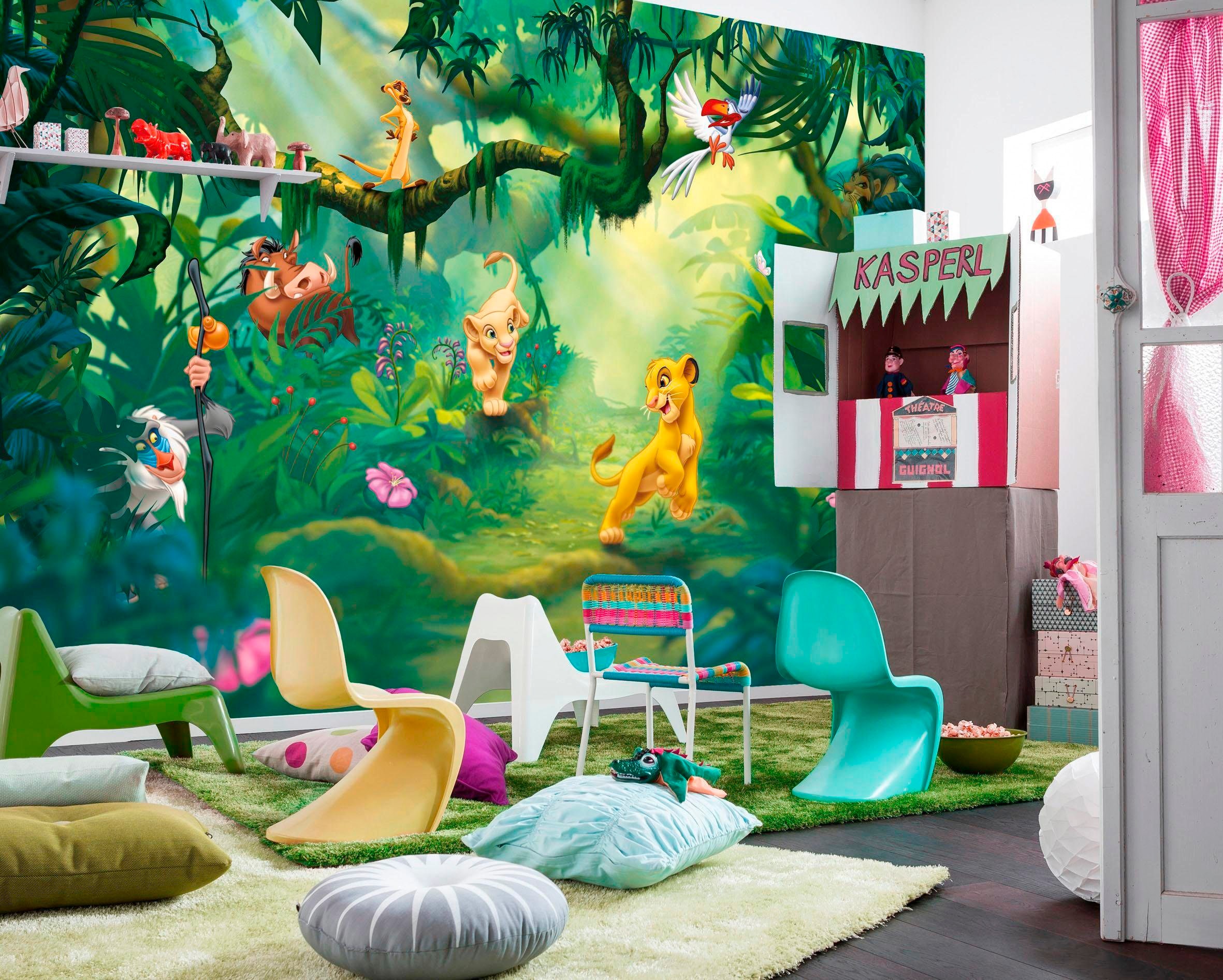 Image of Komar Fototapete "Lion King Jungle - Grösse 368 x 254 cm" bedruckt glatt Kinderzimmer
