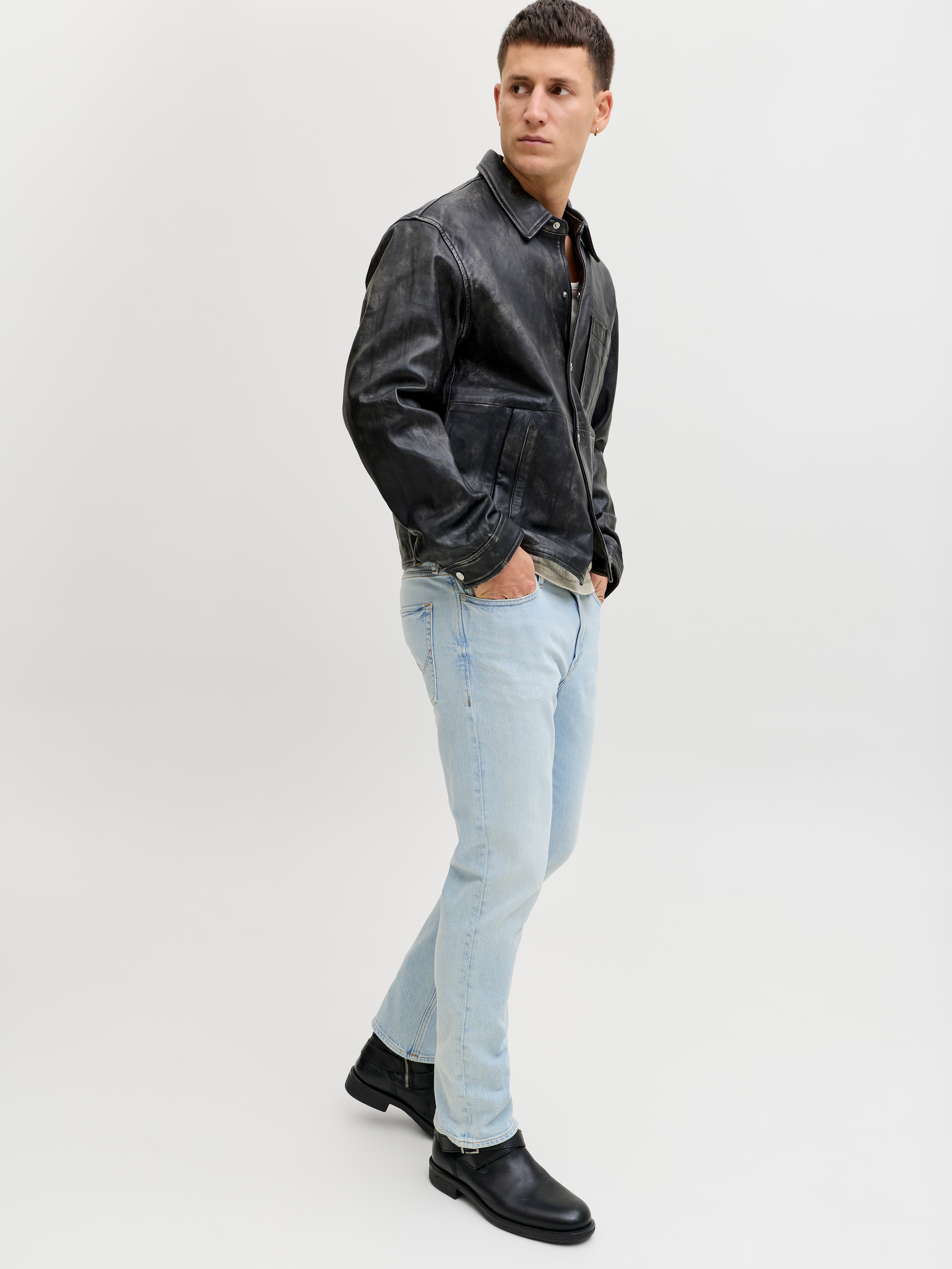 Jack & Jones Regular-fit-Jeans »JJICLARK im Used-Look, Stretchkomfort und niedrige Leibhöhe« Baumwollmischung, regular fit