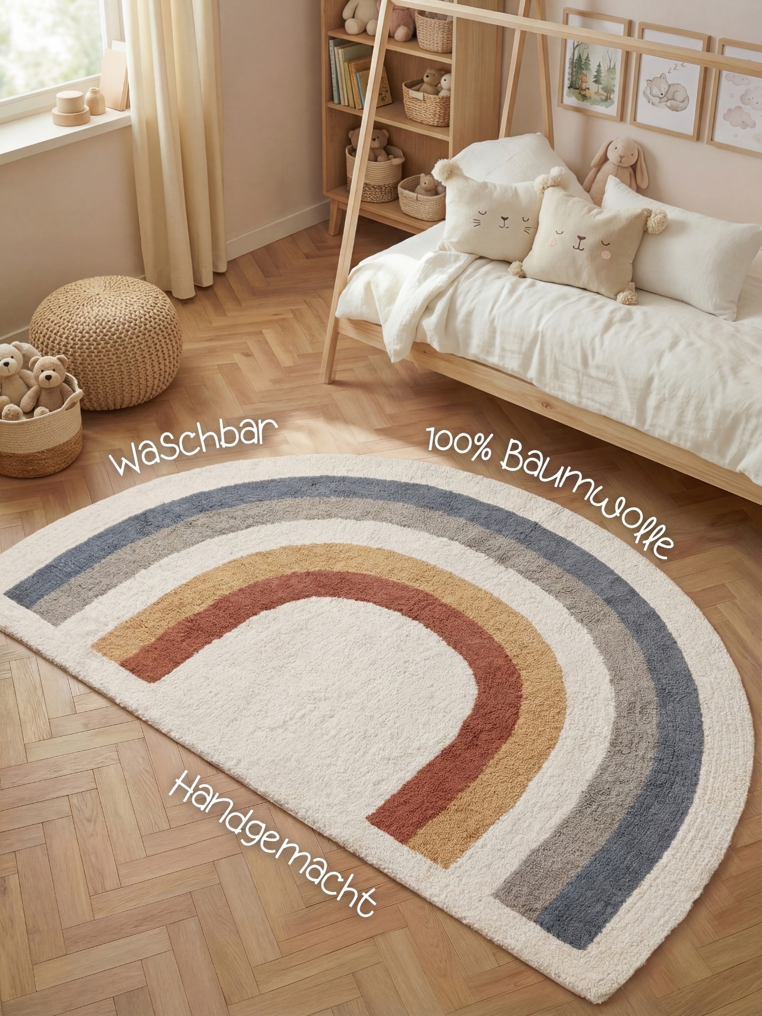 HANSE Home Tapis pour enfants »Riva« Rectangulaire 10 mm Höhe lavable, fait main, doux, antidérapant, tapis de jeu pour chambre d'enfant