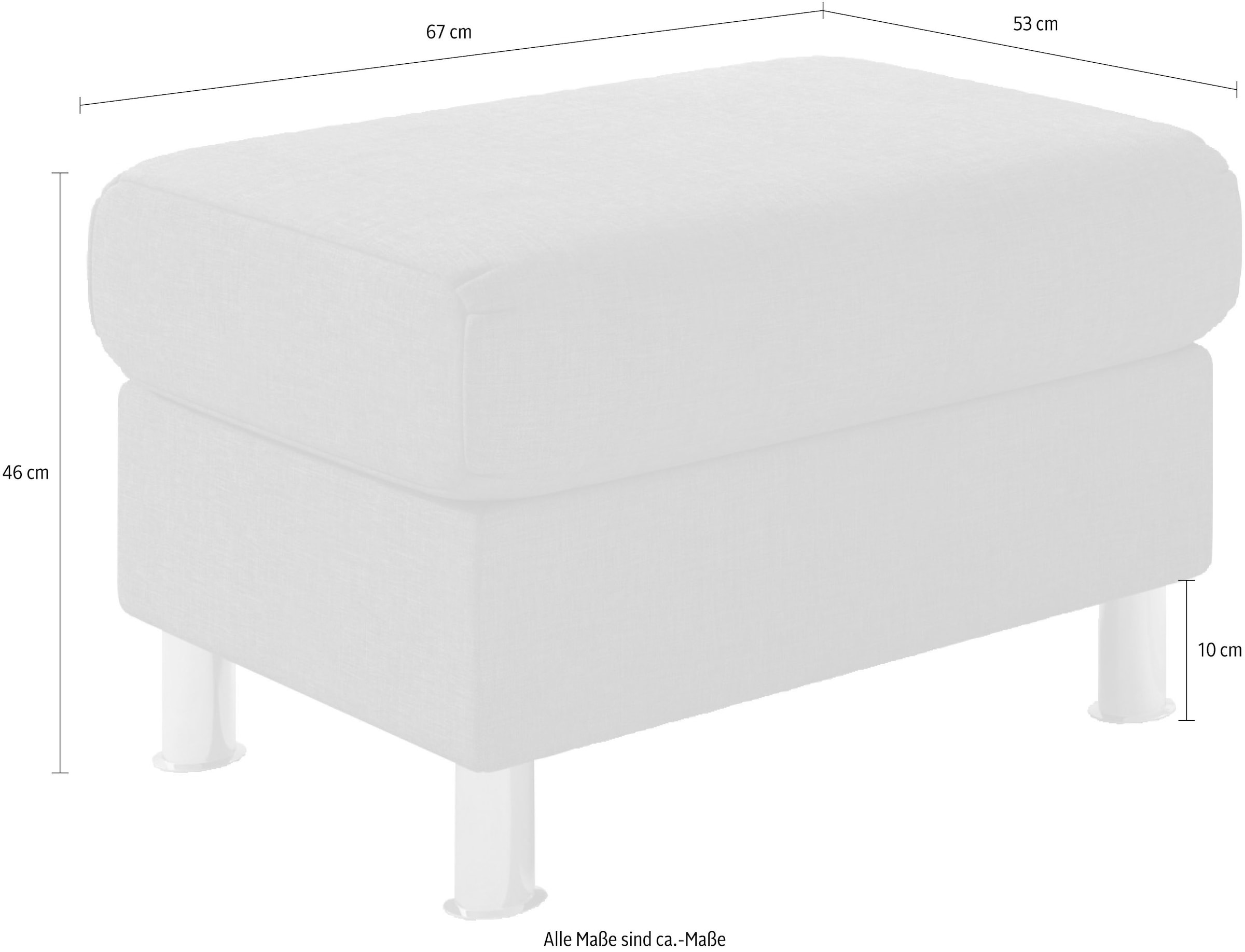 TRENDMANUFAKTUR Hocker »Rondo, Polsterhocker zur Serie, Breite 67 cm, Füsse chromfarben« Fusshocker wahlweise mit Federkern, in verschiedenen Bezügen bestellbar