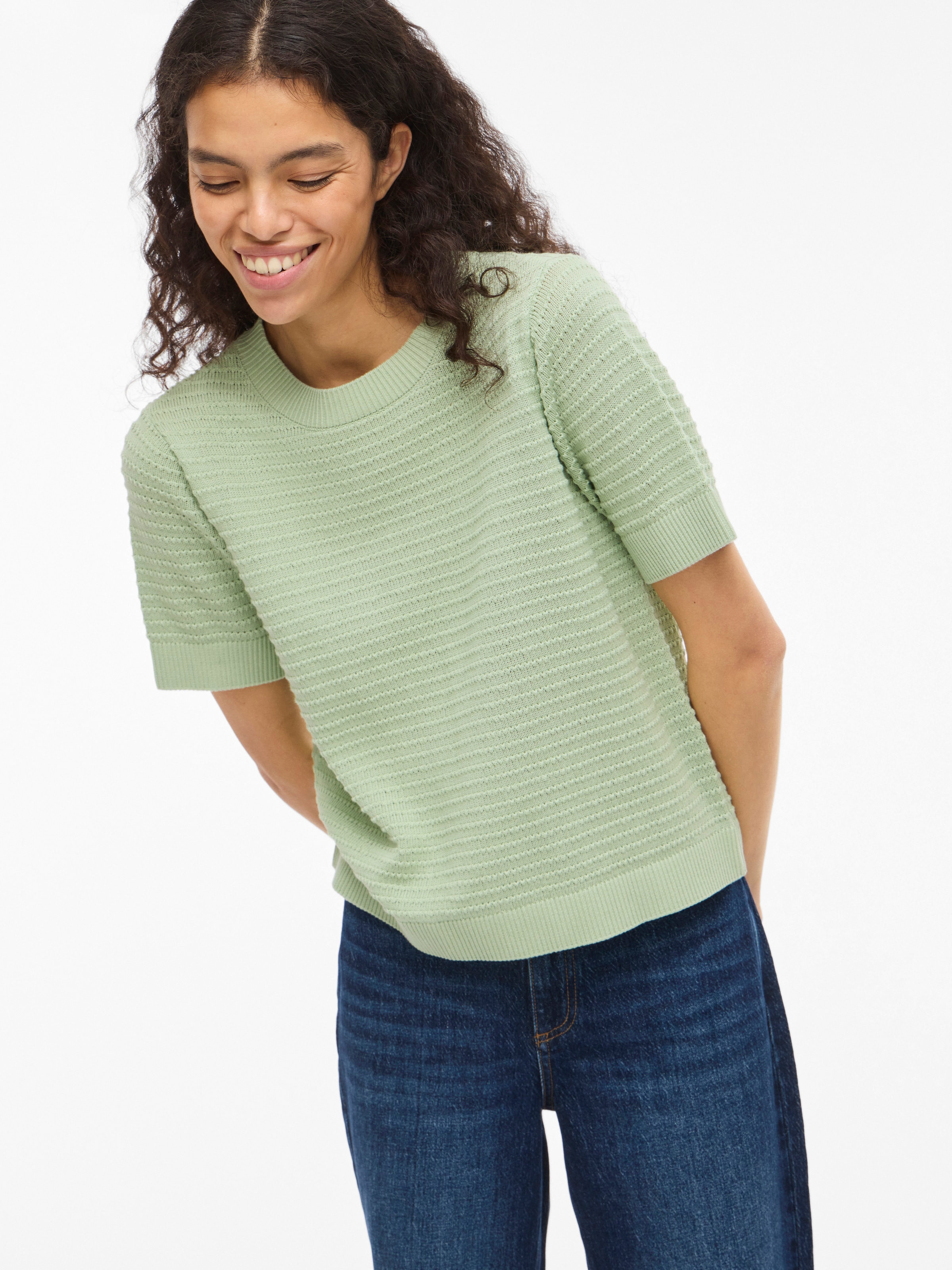 Vila Kurzarmpullover »VILOLLO O-NECK S/S DETAIL KNIT TOP- NOOS«