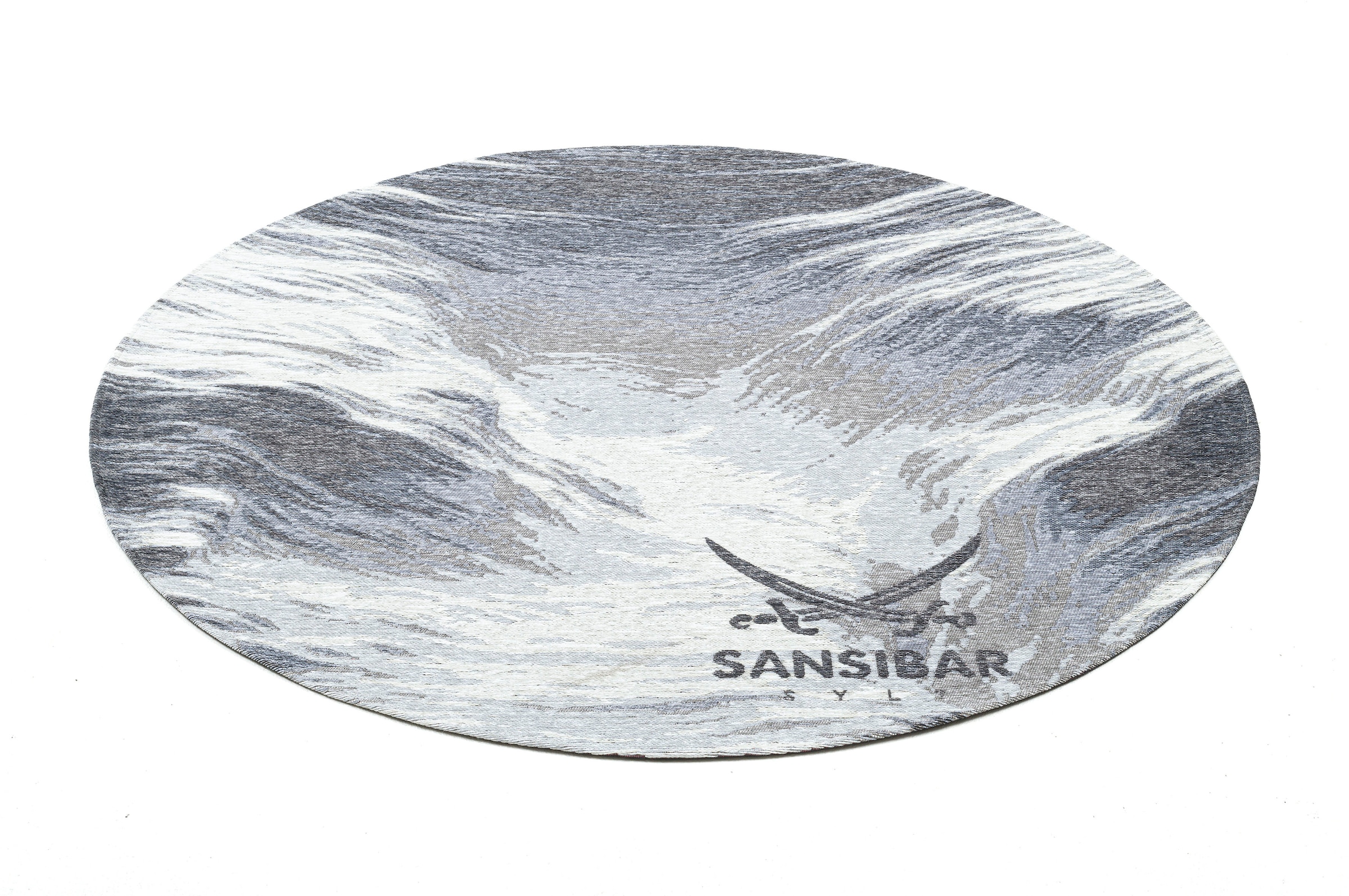Image of Sansibar Teppich "Keitum 032" rund 3 mm Höhe Flachgewebe, modernes Design, Motiv Brandung & Wellen