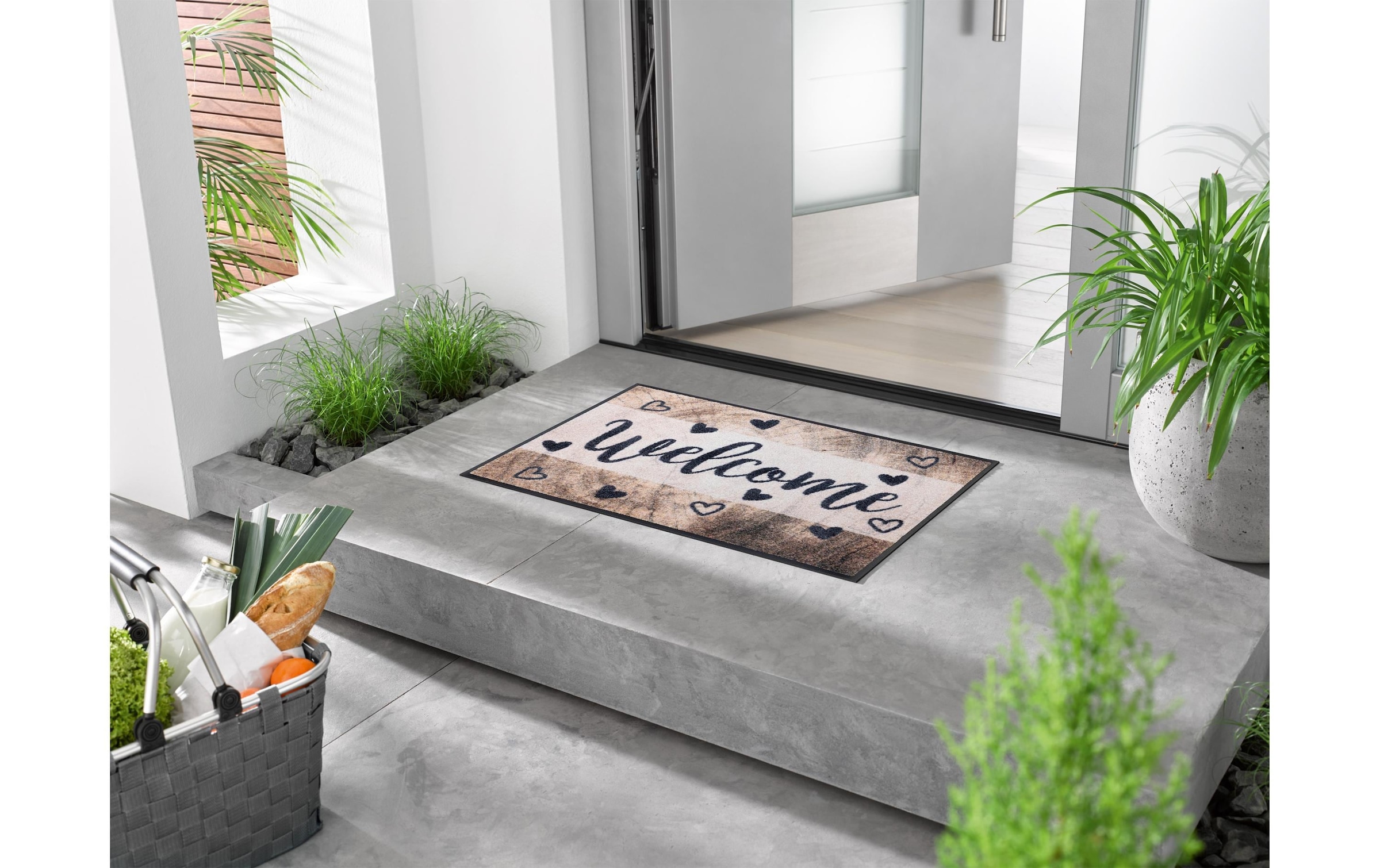 wash+dry by Kleen-Tex Fussmatte »Wooden Welcome Fussmatte«, quadratisch, - mm Höhe