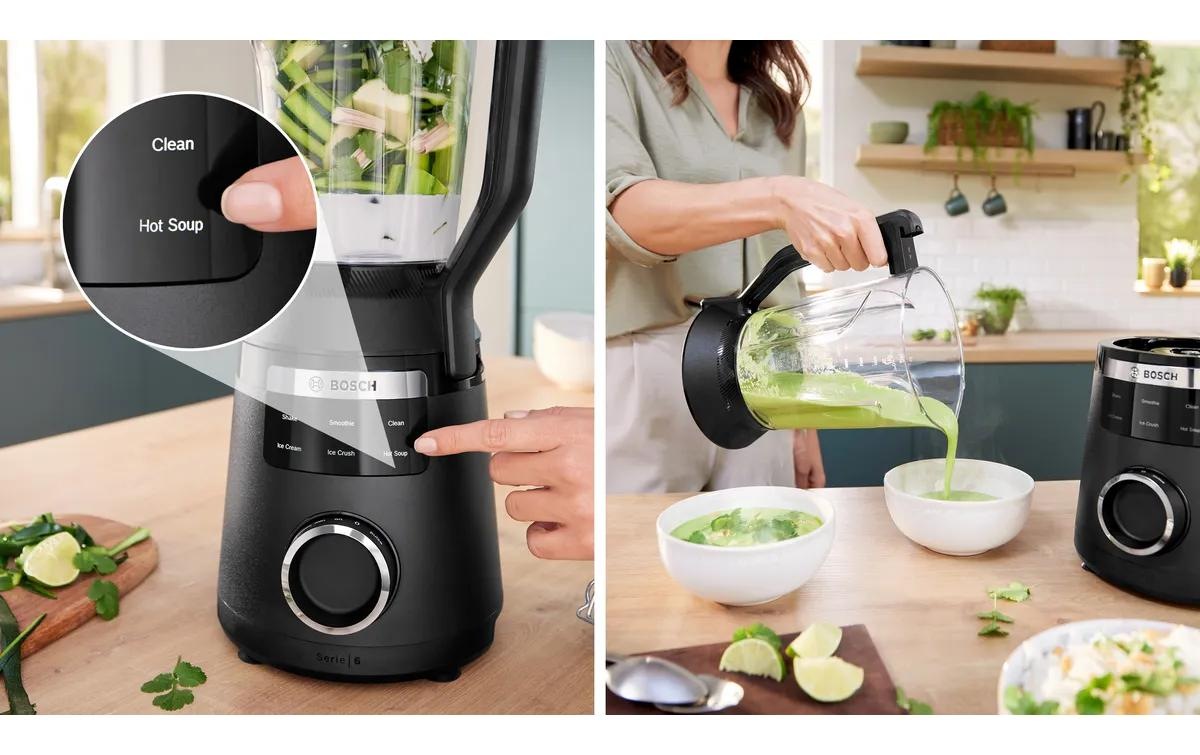 BOSCH Standmixer »VitaPower Serie 6  MMBD665B1, Hochleistungsmixer, 45.000 rpm, schwarz« 1800 W 2l, 6 Automatikprogramme inkl heisse Suppe, Stopfer, Sicherheitsdeckel