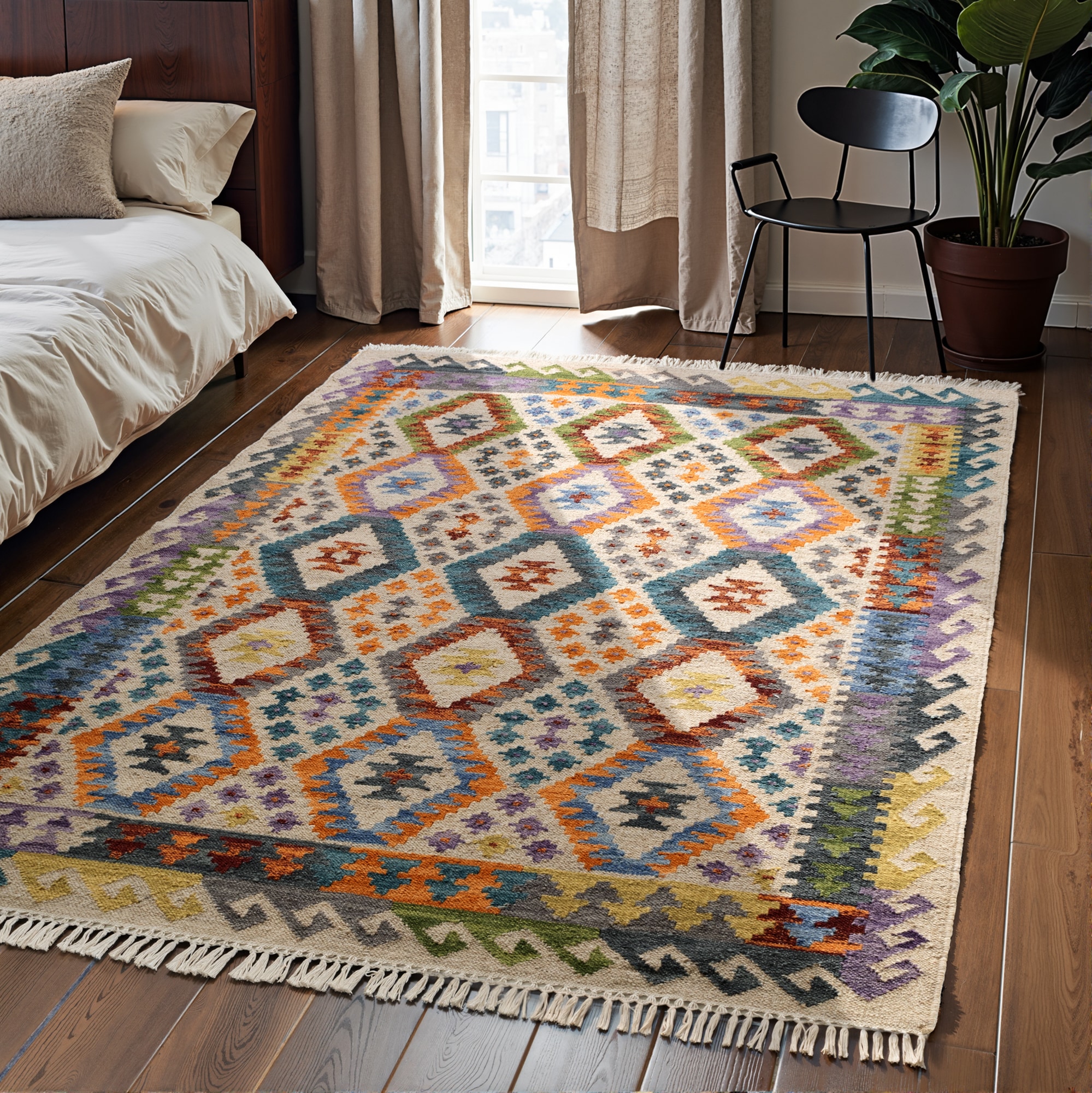 Image of HANSE Home Teppich "Kelim Oasis" rechteckig 3 mm Höhe Wolle, Baumwolle, Natur, Handgewebt, orientalisch, Boho, traditionell
