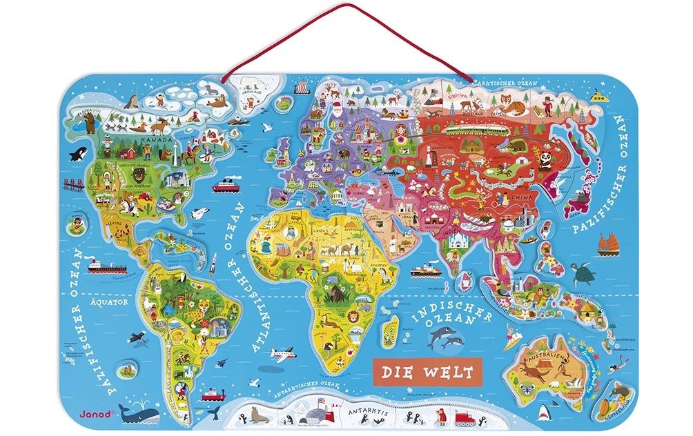 Janod Puzzle »Janod Holz-Puzzle Magnetpuzzle Welt«, (92 tlg.)