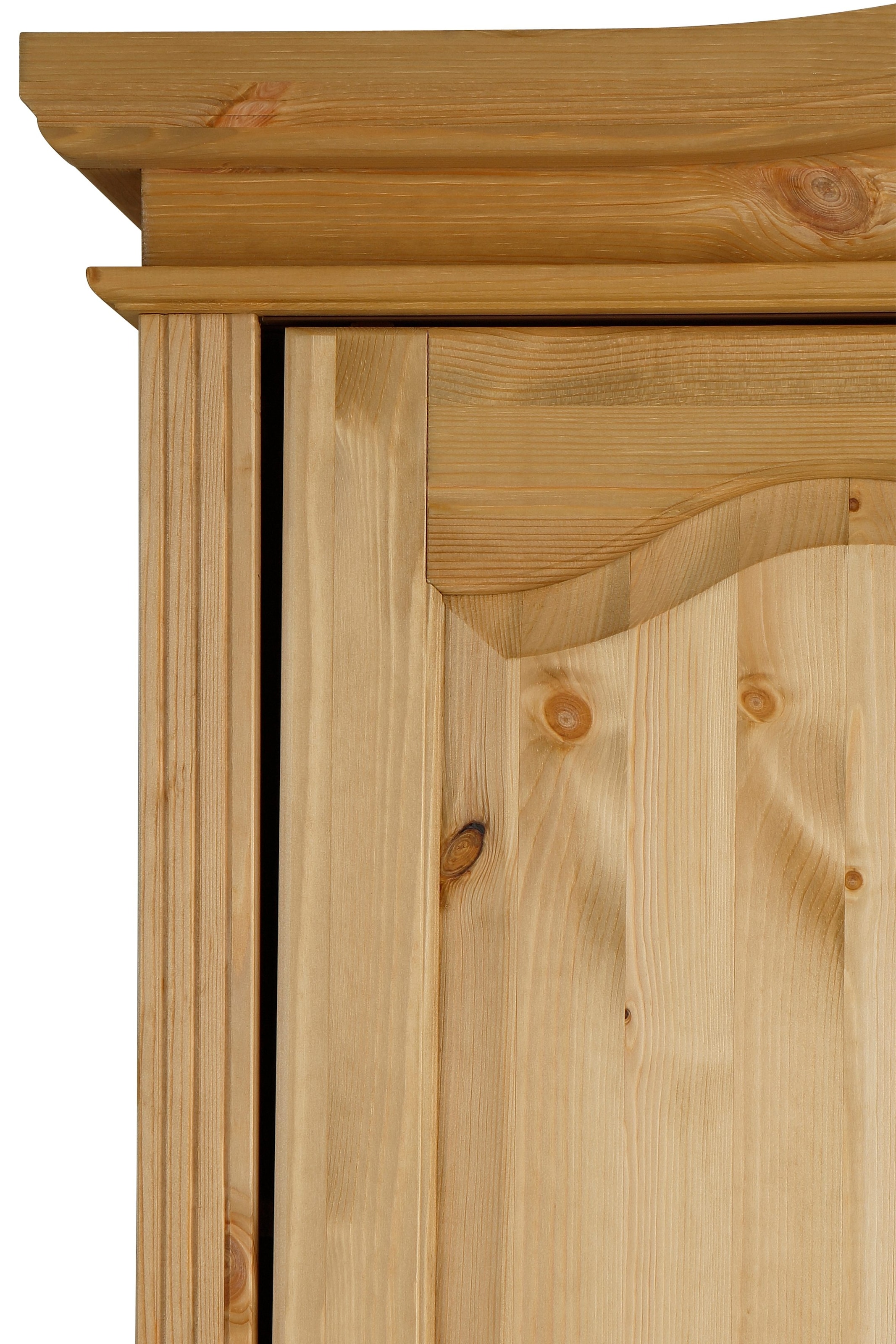 Home affaire Schiebetürenschrank »Konrad, Landhausstil, rustikal, mit Schubladen + Spiegel, Kassetten« 3 Breiten: 153/202/249 cm  H/T ca.207/64 cm,  massive Kiefer, FSC®-zertifiziert, Messinggriffe, mehrere Varianten