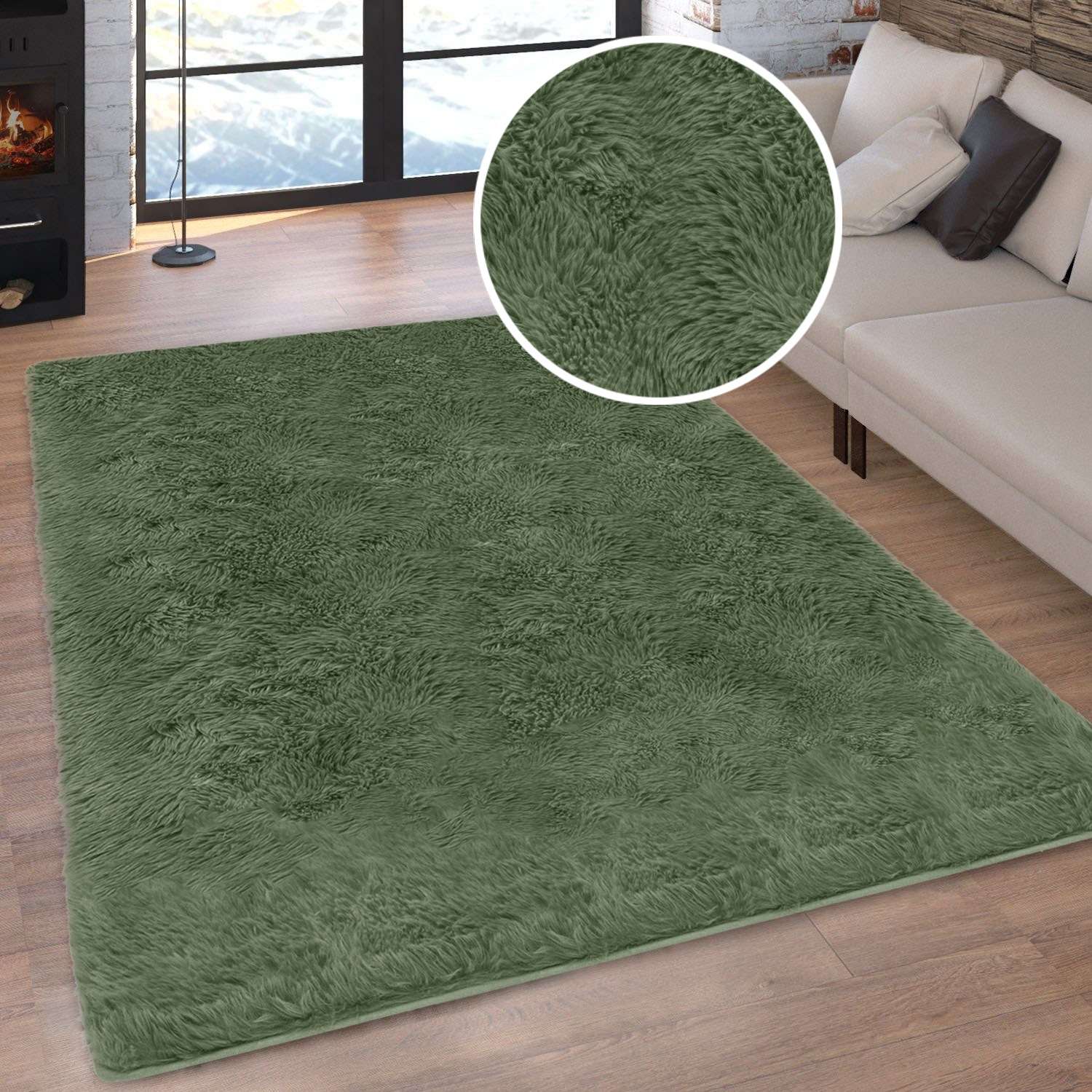 Image of GOODproduct Hochflor-Teppich "Silky, besonders weich und kuschelig, sehr dichte Qualität" rechteckig 33 mm Höhe rutschhemmend beschichtet, waschbar, uni, Wohnzimmer, Schlafzimmer