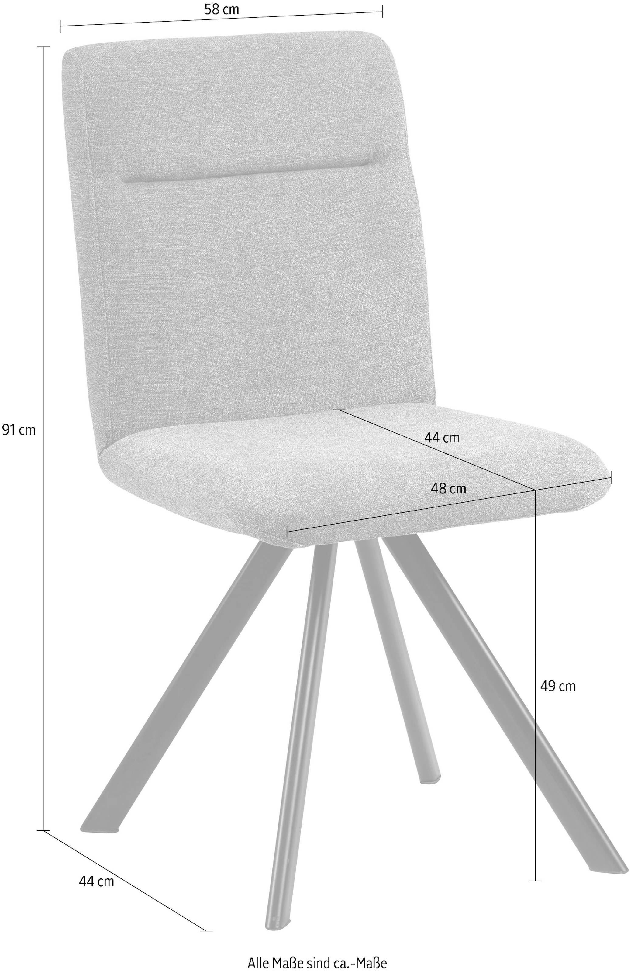 massivline&more Chaise à 4 pieds »Martina 200« () structure en métal noir, lot de 2
